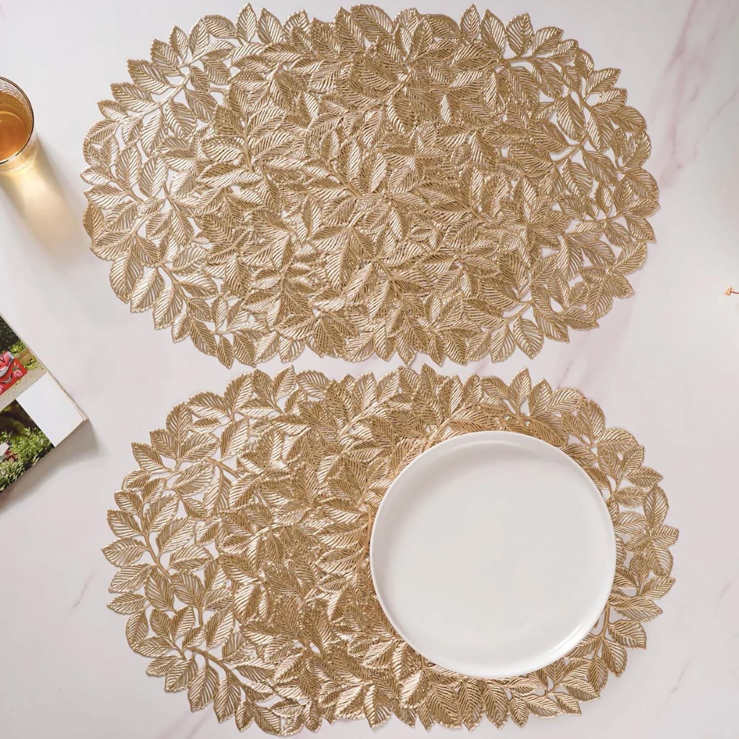 TIED RIBBONS 6 Pcs PVC Table Mat Placemats for Dining Table Kitchen Mats NonSlip Heat Resistant Wipeable Washable (15 inch x 15