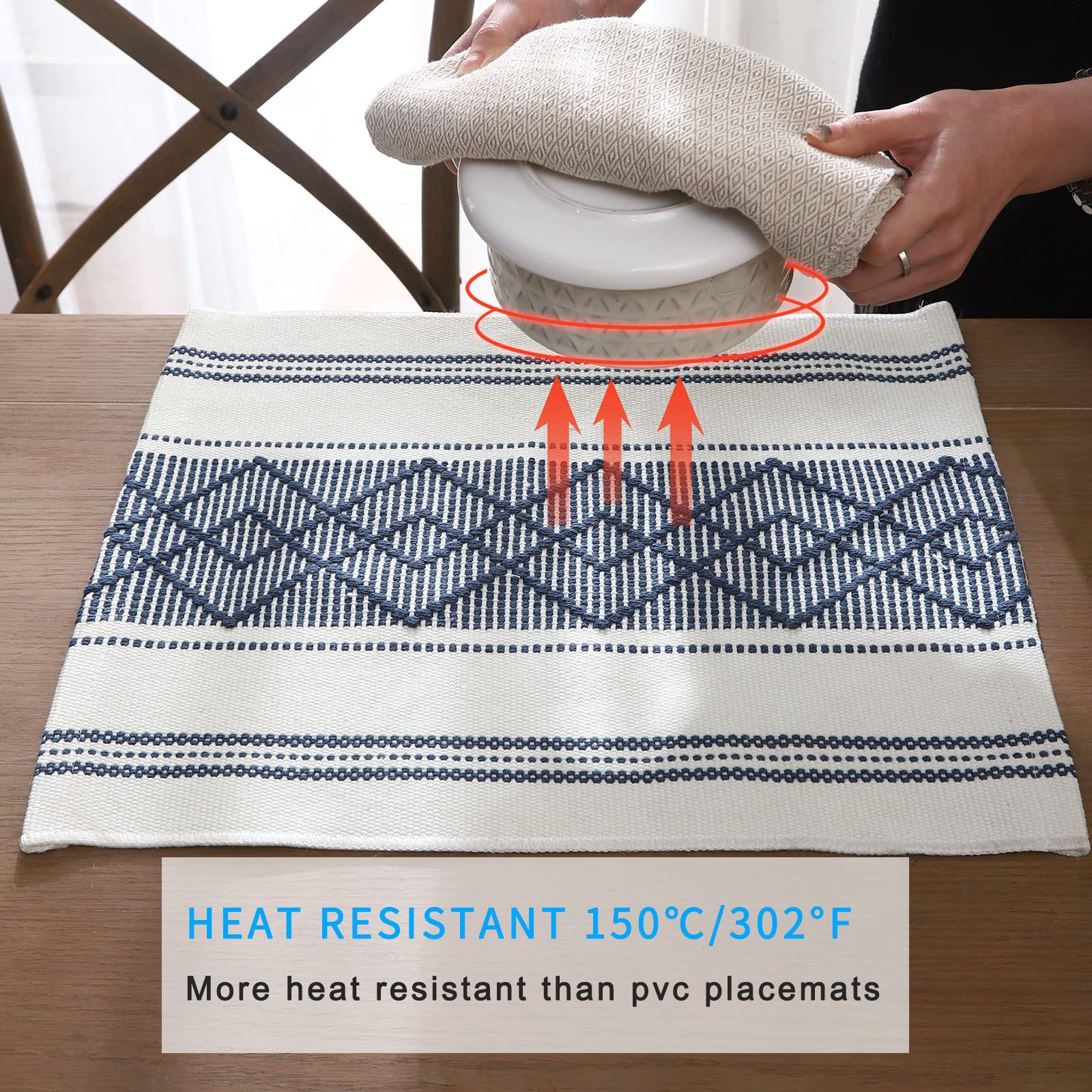 Lufeijiashi Elegant Thick Placemats For Dining Table Decor Farmhouse Heat Resistant Table Place Mats Set Of 4 Quality Woven Clot