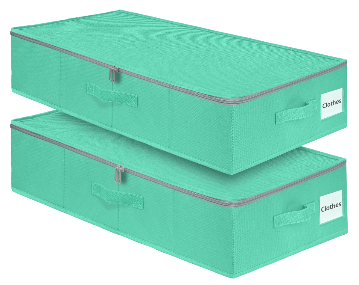 punemi 2-Pack Under Bed Storage Containers, 6.7 Inches Tall Underbed Clothes Storage Organizer Bin with Sturdy Sidewalls/Bottom,