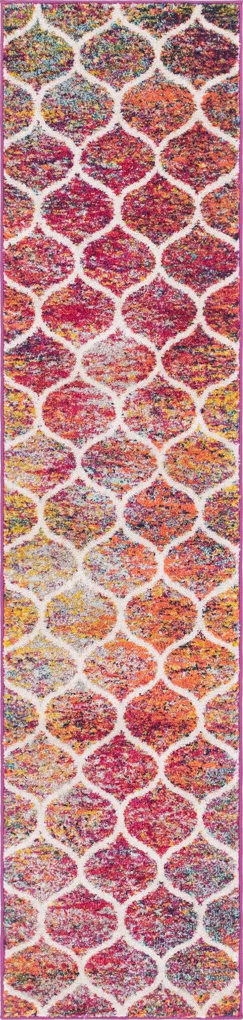 Unique Loom Trellis Frieze Collection Area Rug - Rounded (2 x 8 8 Runner, Multi/ Black)
