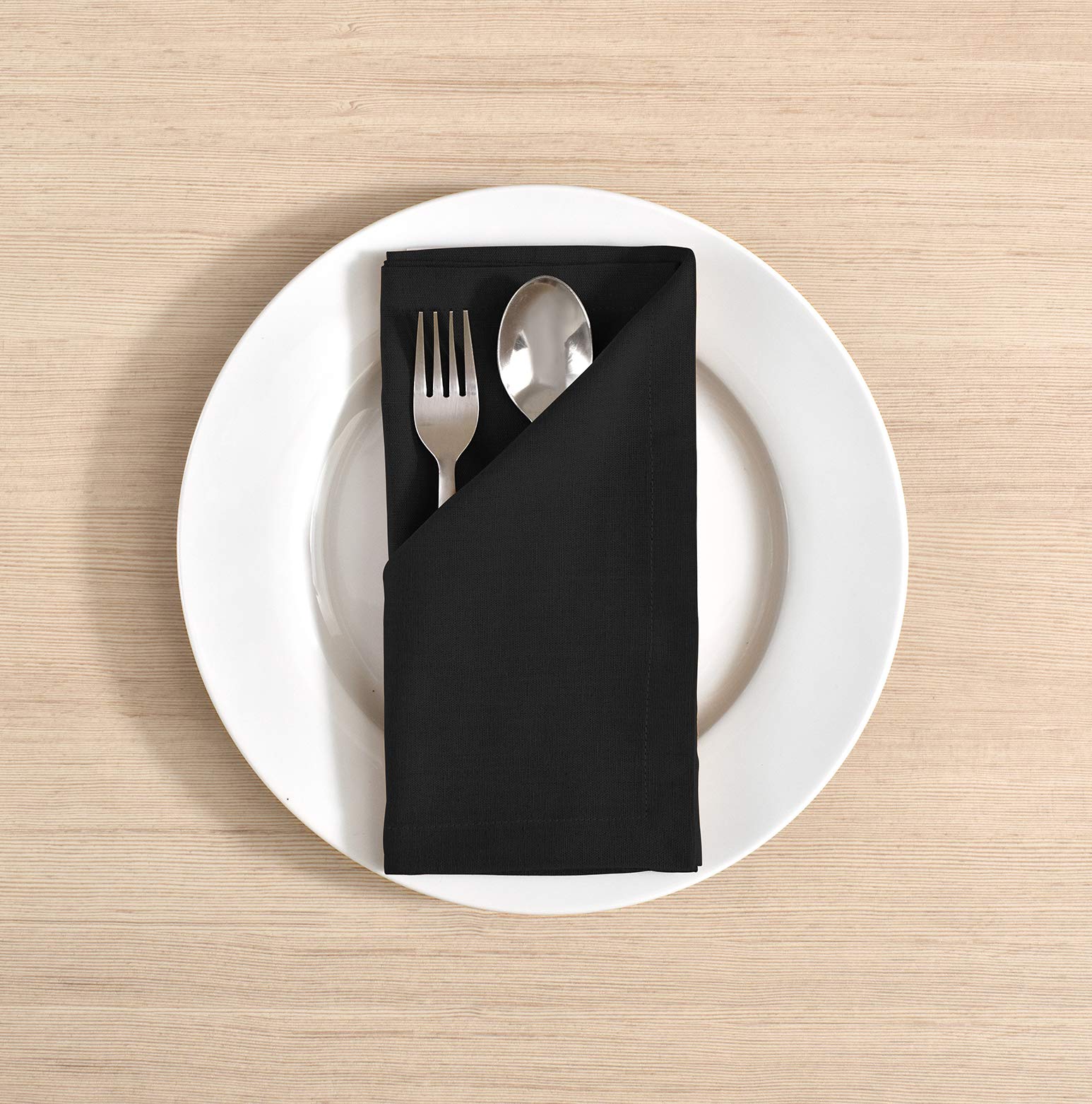 Fingercraft Dinner Cloth Napkins, Cotton Linen Blend Fabric 12 Pack Easter Special Black Premium Quality, Mitered Corners For Ev