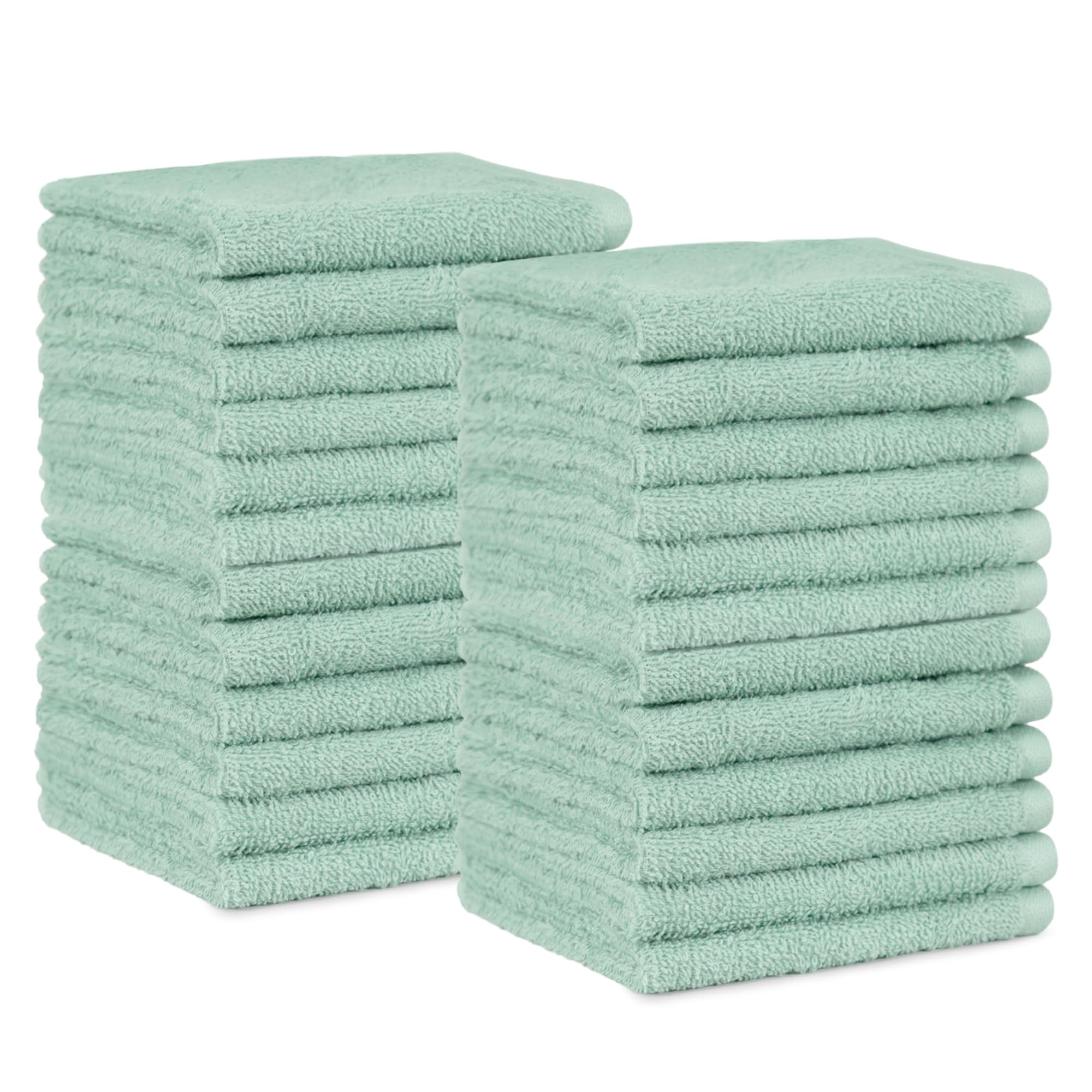 Amazon Basics Fast Drying  Extra Absorbent  Terry Cotton Washcloth  12 x 12 Inch  Seafoam Green - Pack of 24