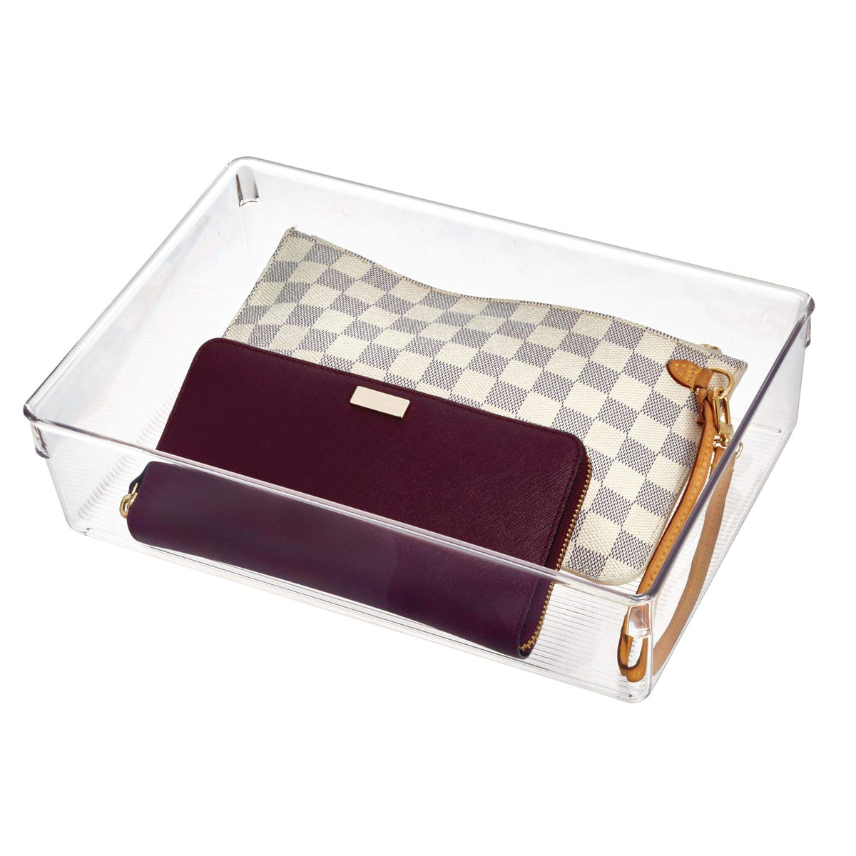 iDesign Decorative Countertop Vanity Tray Organizer for Bathroom, Bedroom, Closet, Entryway, The Linus Collection - 12'' x 9'' x