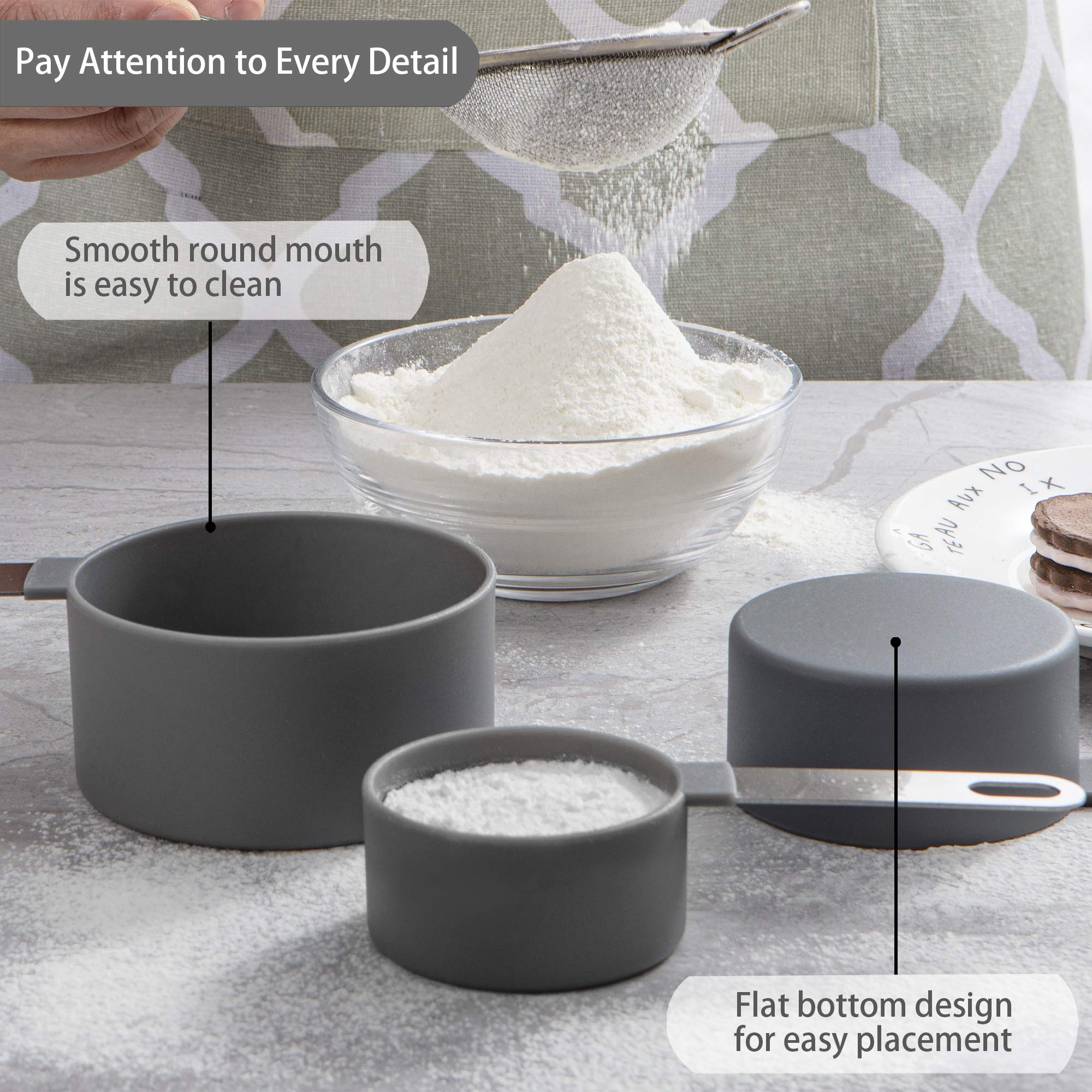 Measuring Cups And Spoons Set Of Huygens Kitchen Gadgets 10 Pieces, Stackable Stainless Steel Handle Measuring Cups For Measurin