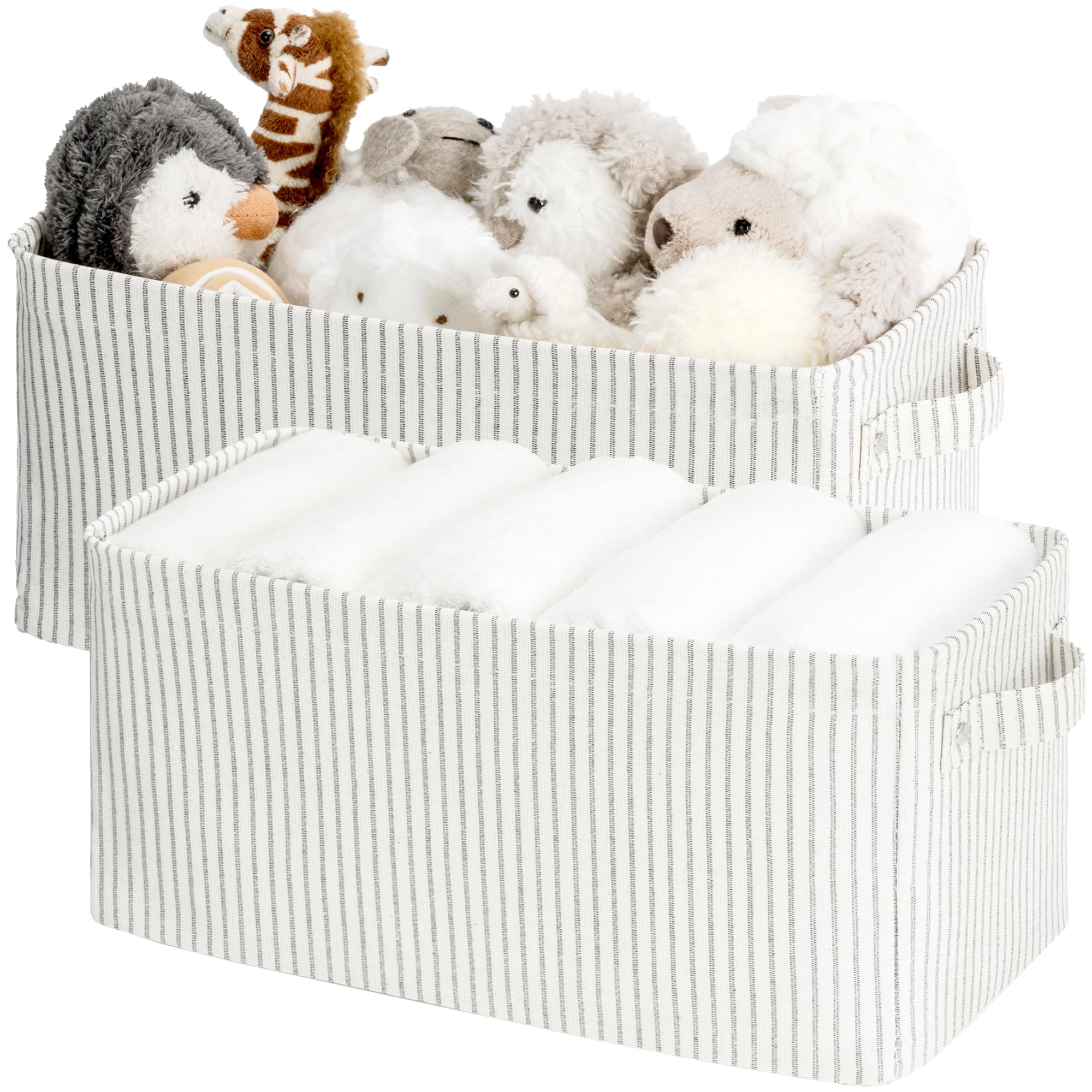 Storageworks Narrow Storage Bins, Small Baskets For Shelves, Long Narrow Storage Basket With Handles, Rectangular Fabric Storage