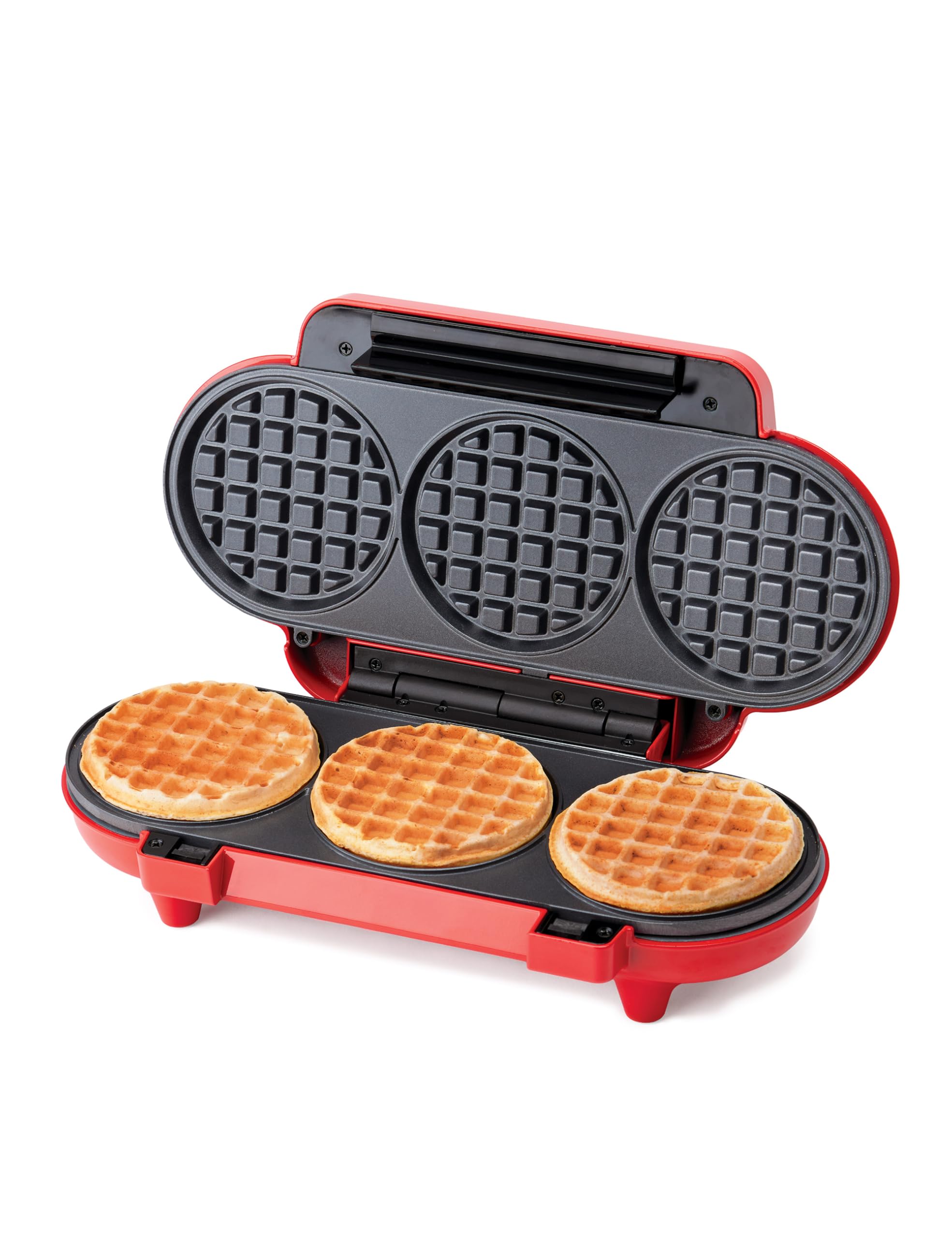 Betty Crocker Mini Multi-Waffle Maker, 1200W Kitchen Appliance for Home and Kitchen, Makes 3 Waffles at Once, Non-Stick Coating,