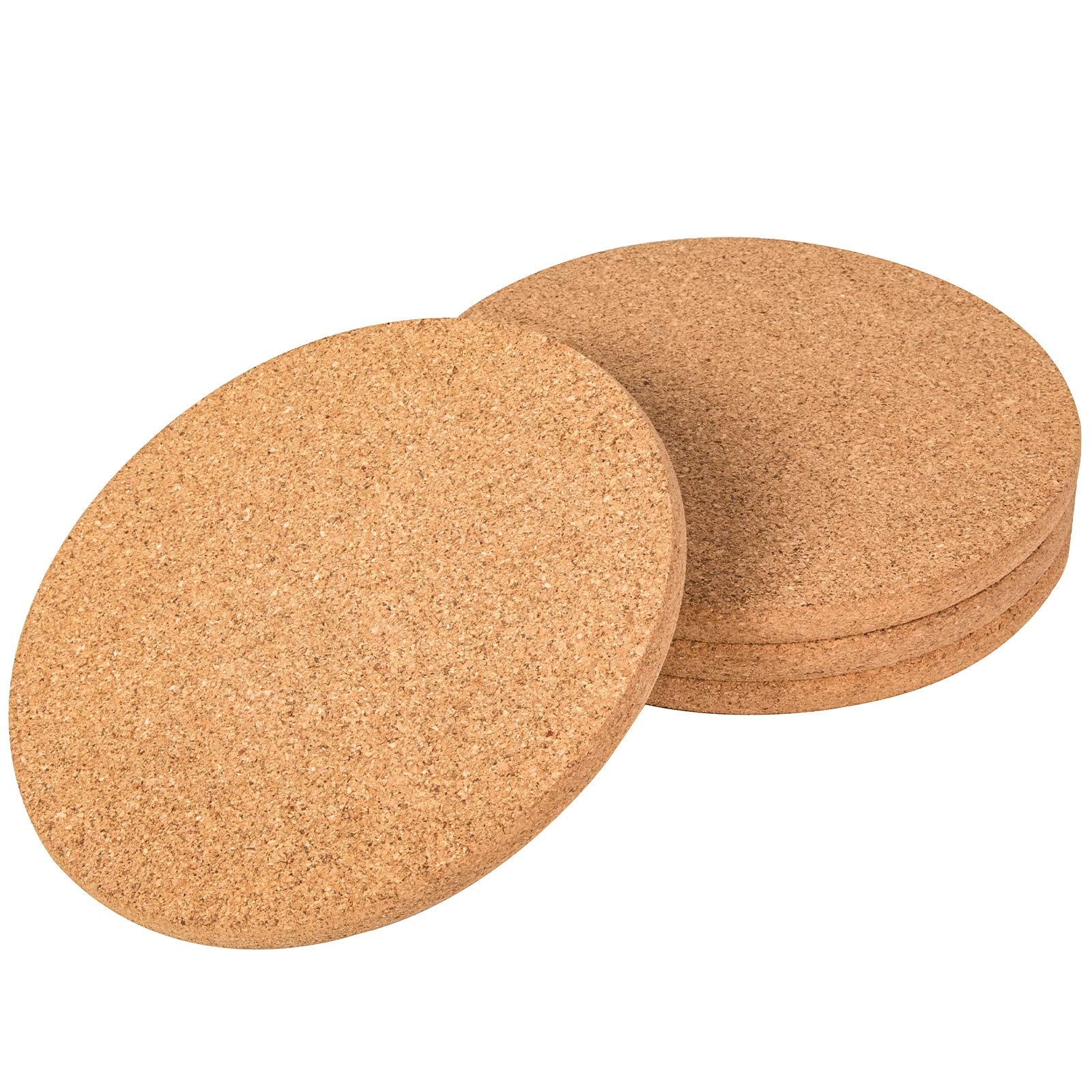 Crchom Cork Trivet 4 Pack Round Cork Hot Pads For Dishes 8'' X 0.4'' High Density Thick, Cork Hot Pads For Kitchen, Heat Resista