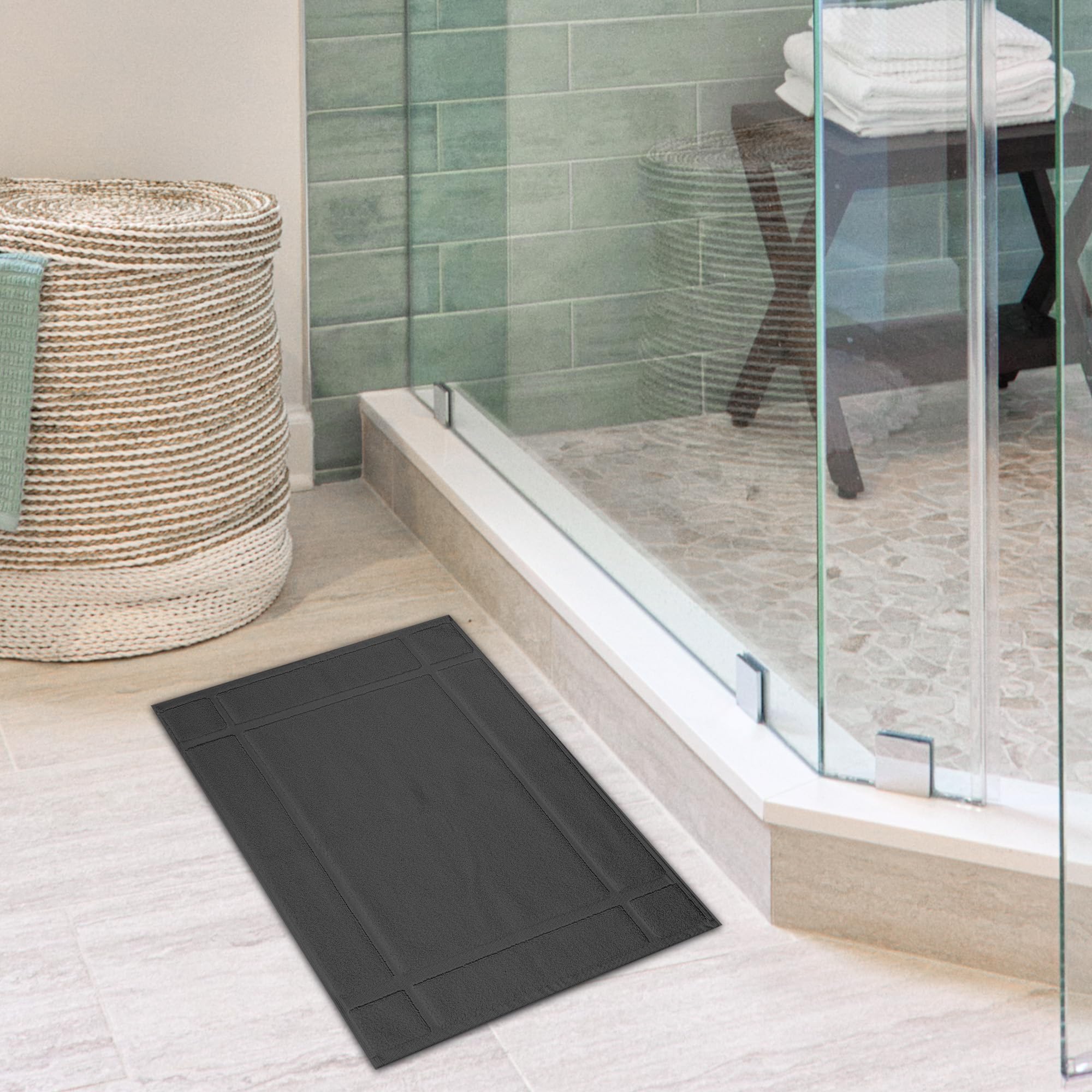 Ample Decor Cotton Bath Mats 2 Pack 34 X 20 Inches 1350 Gsm Oeko Tex Certified Solid Construction Thick & Plush, For Bathroom Fl