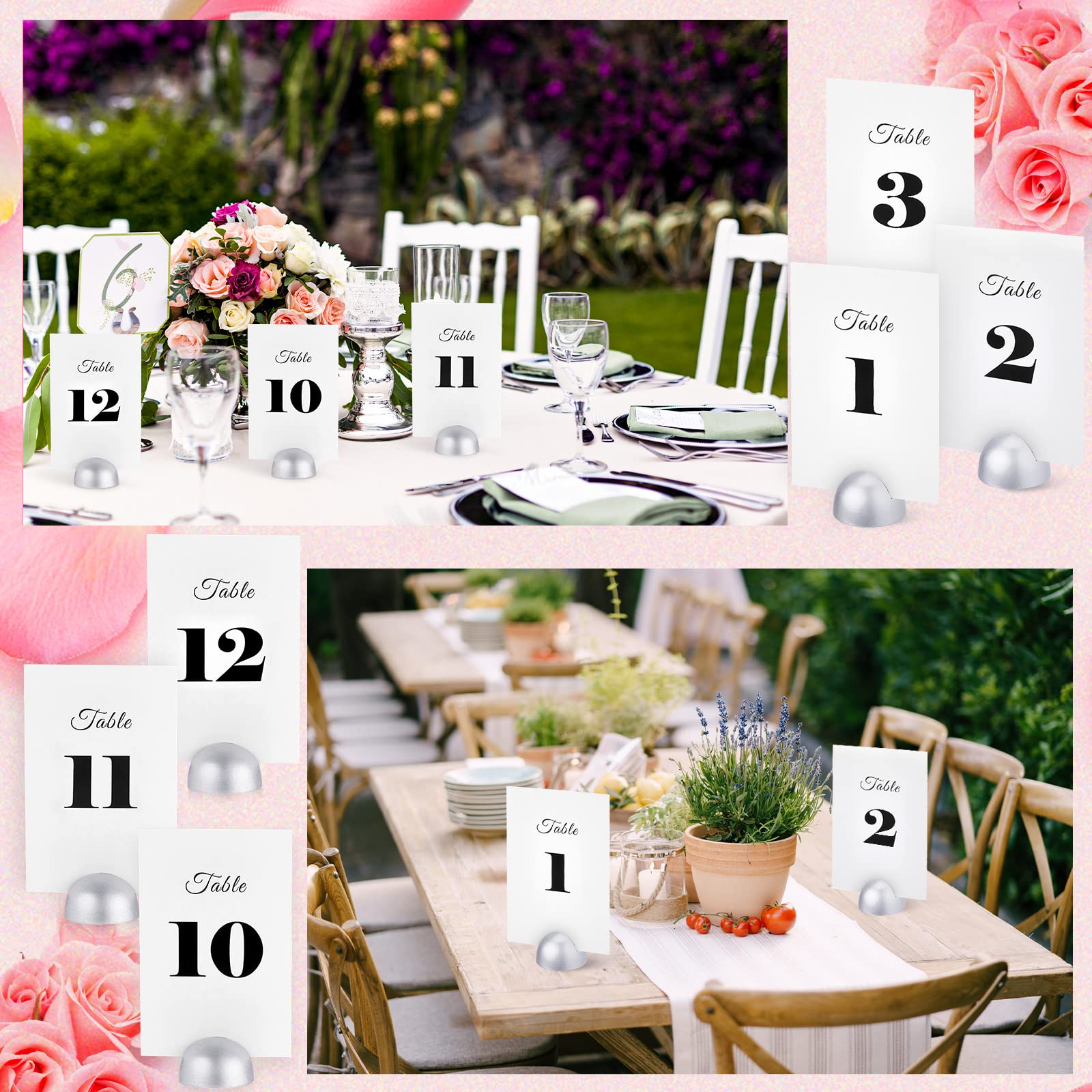 Taiyin 20 Pieces Table Number Cards Round Table Number Stands Modern Cursive Table Number 1-20 For Wedding Reception Anniversary