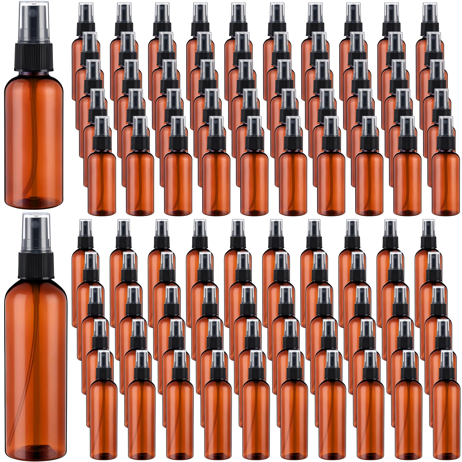 Mifoci 100 Pcs Plastic Spray Bottles 4 oz 2 oz Small Mist Spray Bottles Bulk for Essential Oils Fine Mist Sprayer Reusable Porta