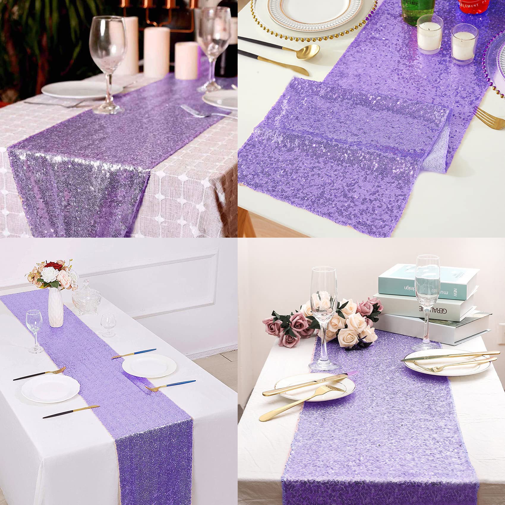 12 Packs Sequin Table Runner Glitter Dining Table Runner For Birthday Wedding Engagement Bridal Baby Shower Bachelorette Holiday