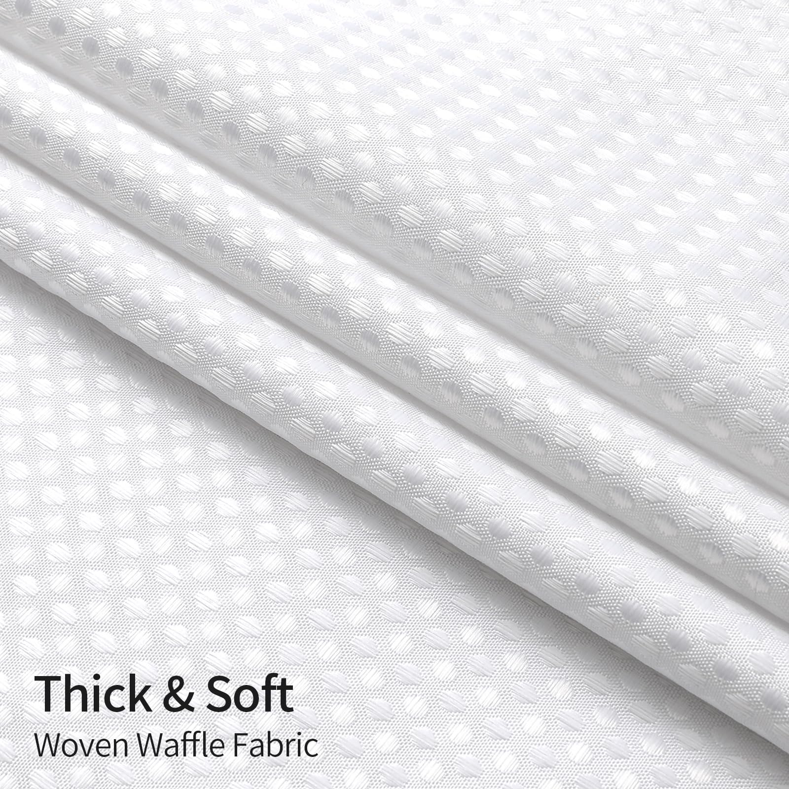 MitoVilla White Waffle Shower Curtain Set with Snap-in Liner  Modern Waffle Weave Heavyweight Fabric Shower Curtain for Luxury Neutral Hotel & Spa Bathroom Decor  72 x 72