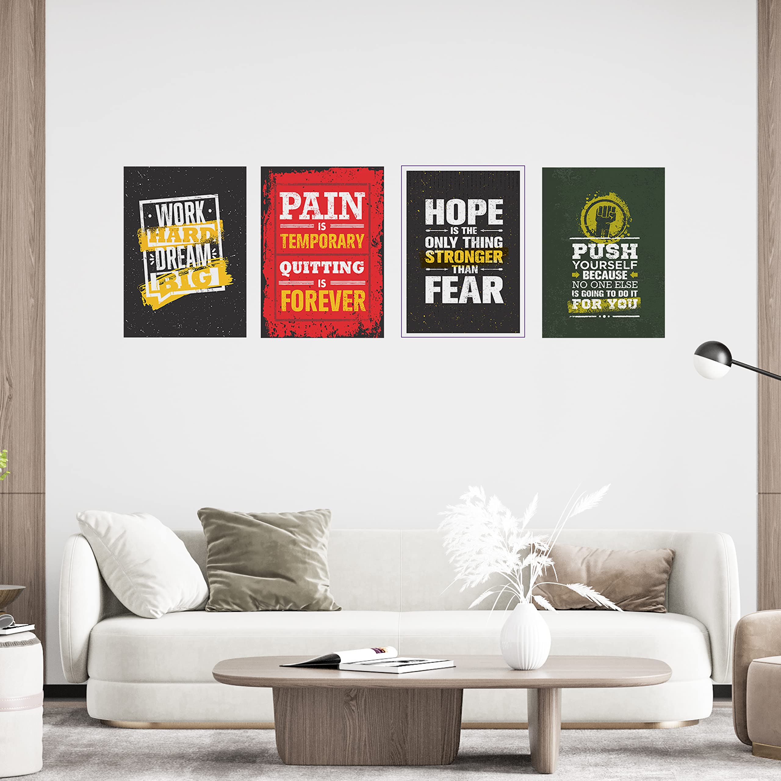 Flybuy Hub - Motivational Quotes Stickers 11.50 X 8.50 Inches (Pack Of 4), Wall Posters For Home And Office