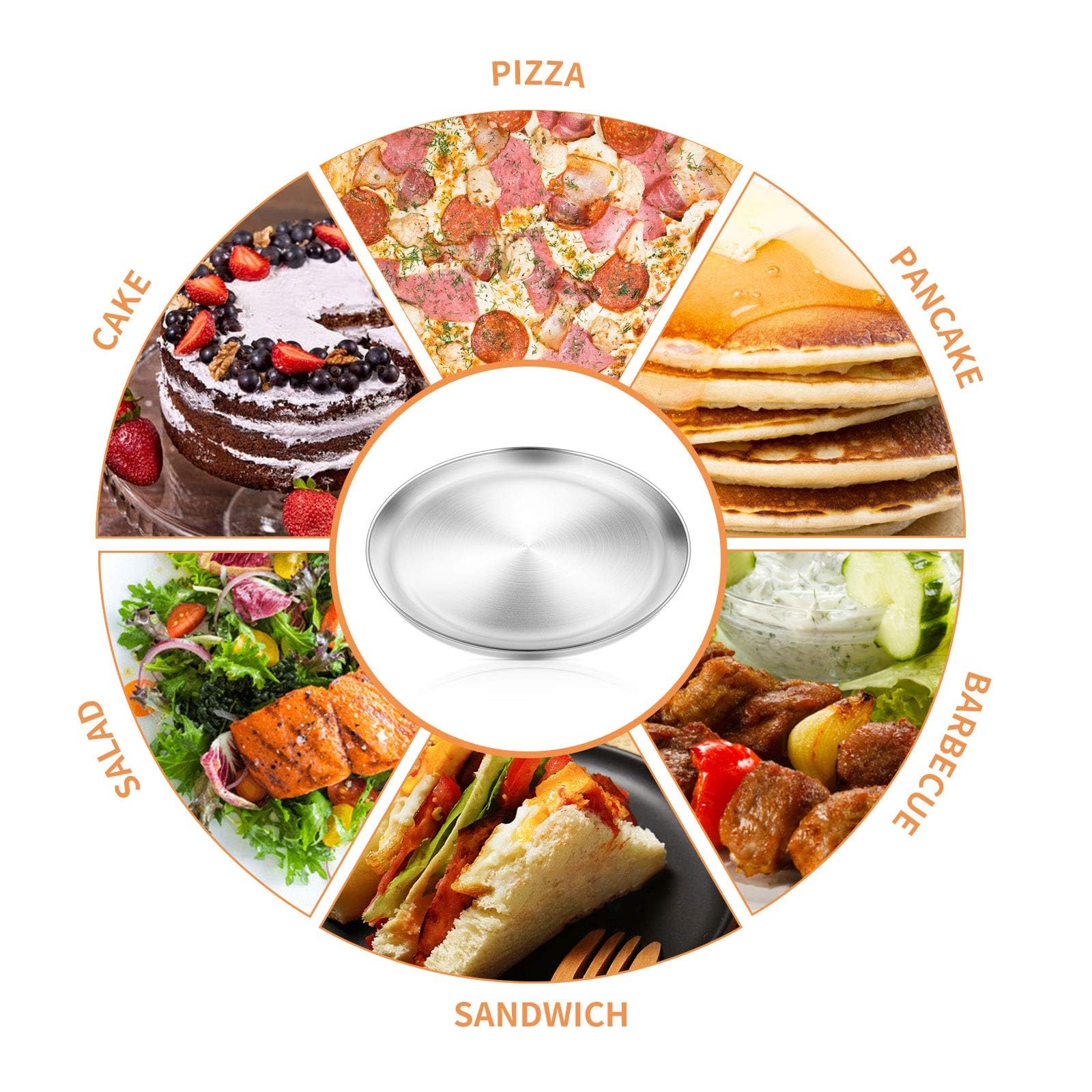 Yododo 13 Inch Pizza Pan Set, Set Of 3, Stainless Steel Pizza Pan Set Large Pizza Oven Pans Tray For Baking Serving, Healthy & H