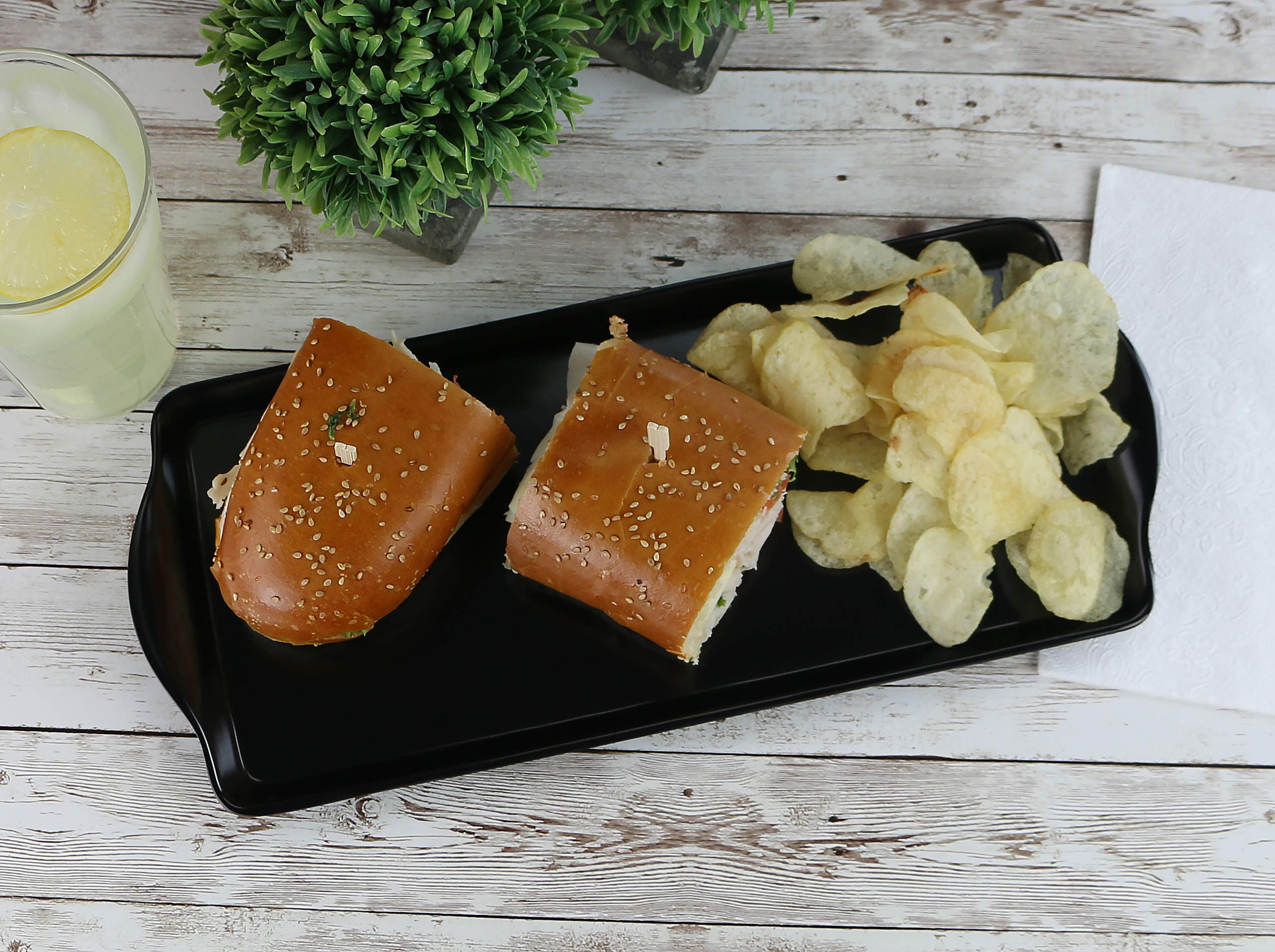 Calypso Basics Melamine Plastic Tidbit Bpa-Free, Food Safe, Multipurpose Platter Serving Tray, Bathroom/Table Organizer, Black