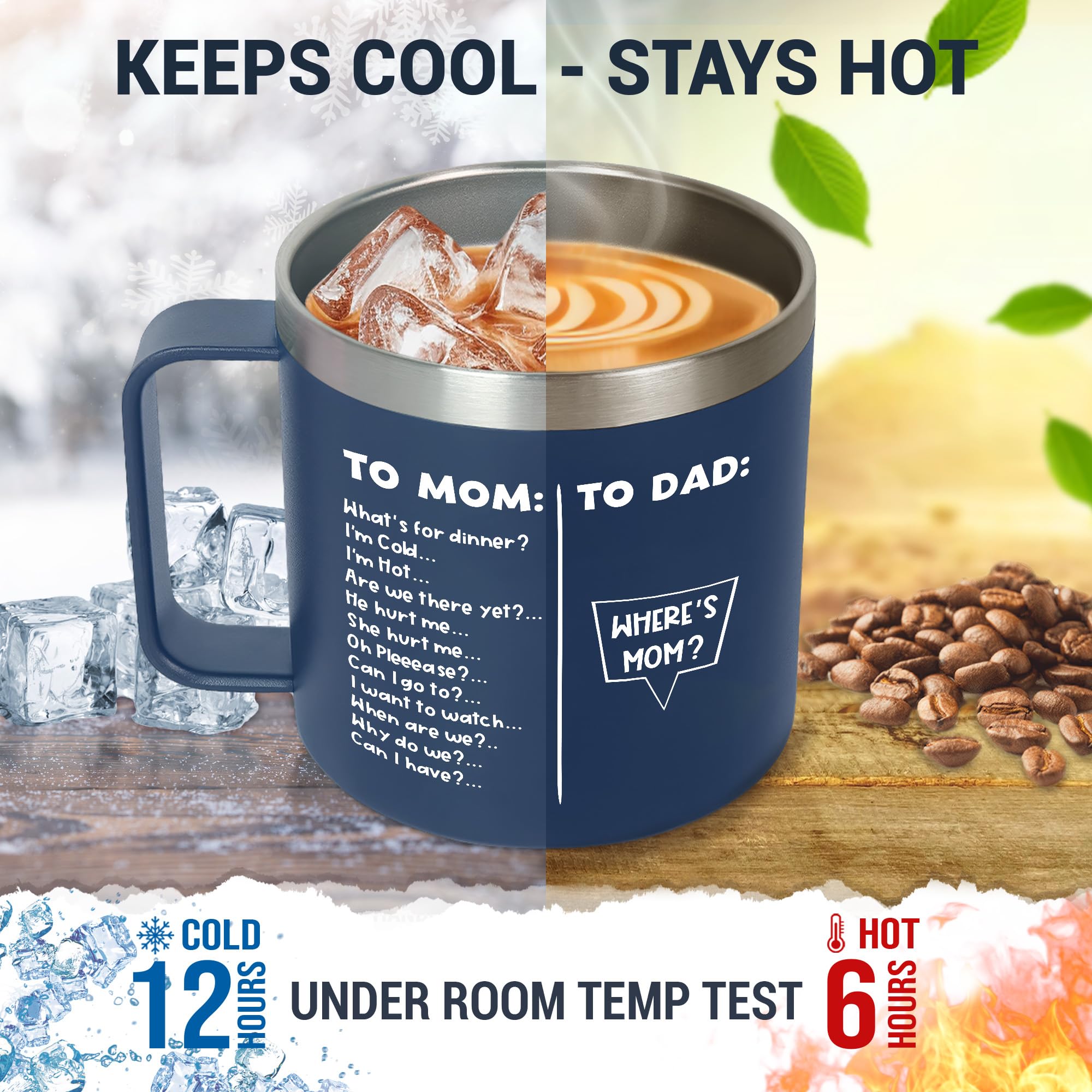AXIARA Father s Day Gifts for Dad - 14 oz Stainless Steel Insulated Coffee Mug with Lid - Funny Birthday Gifts for Mom, Dad Birt