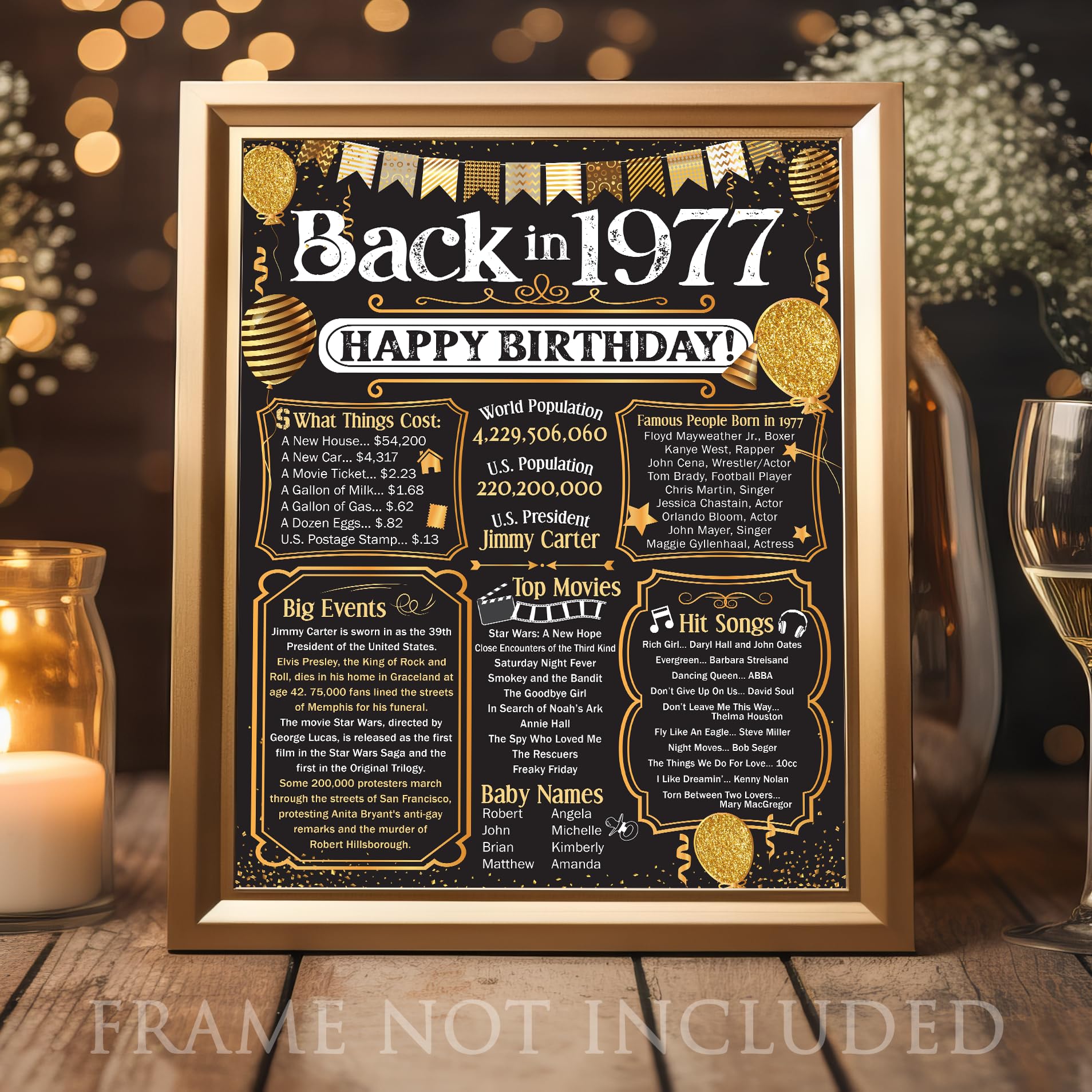 48th Birthday Party Decorations for 48th Birthday (Forty-eight) - Remembering The Year 1977 - Party Supplies - Gifts for Men and