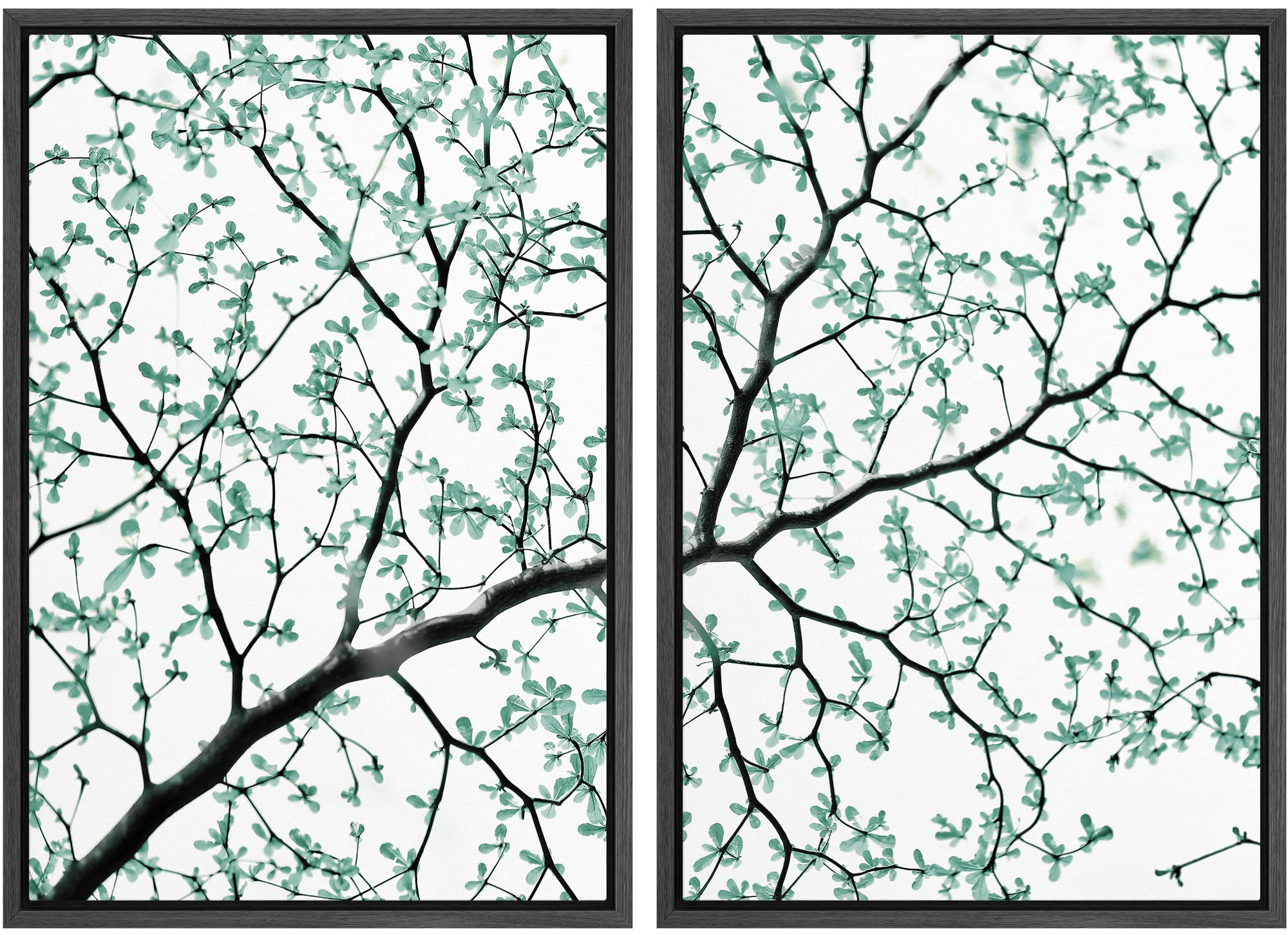 Signwin Framed Wall Art Print Set Watercolor Style Illustration Of Tree Branch Leaves Nature Trees Digital Art Modern Art Contem