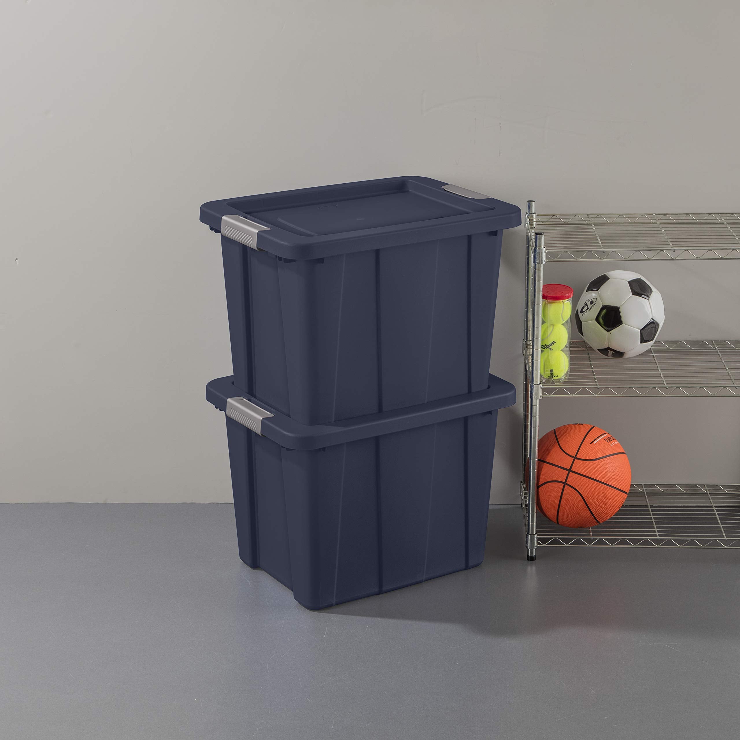 Sterilite 18 Gal Latching Tuff1 Storage Tote, Stackable Bin With Latch Lid, Plastic Container To Organize Garage, Basement, Blue