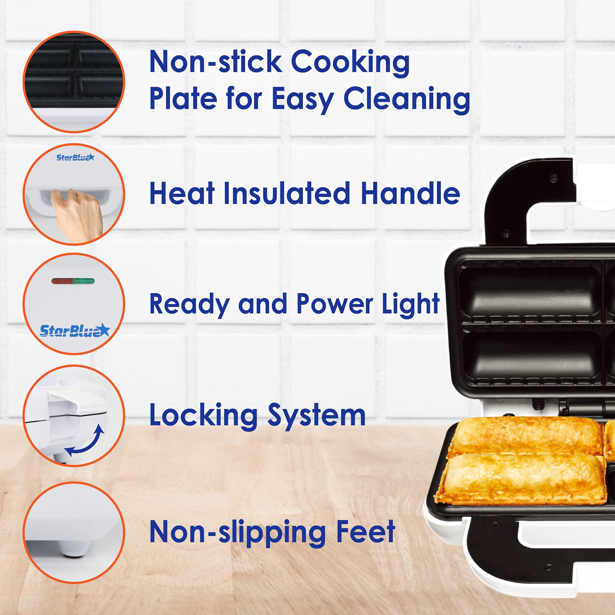 Sausage Roll Maker By Starblue With Free Recipe Ebook - Make 4 Quick And Delicious Breakfast Sausage Rolls And Snacks In Minutes