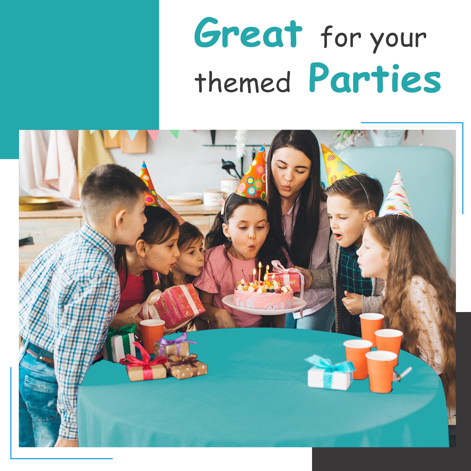 14 Pack Premium Turquoise Plastic Tablecloth - 54 X 108 In. Disposable Rectangle Plastic Table Cloth - Decorative Rectangle Tabl