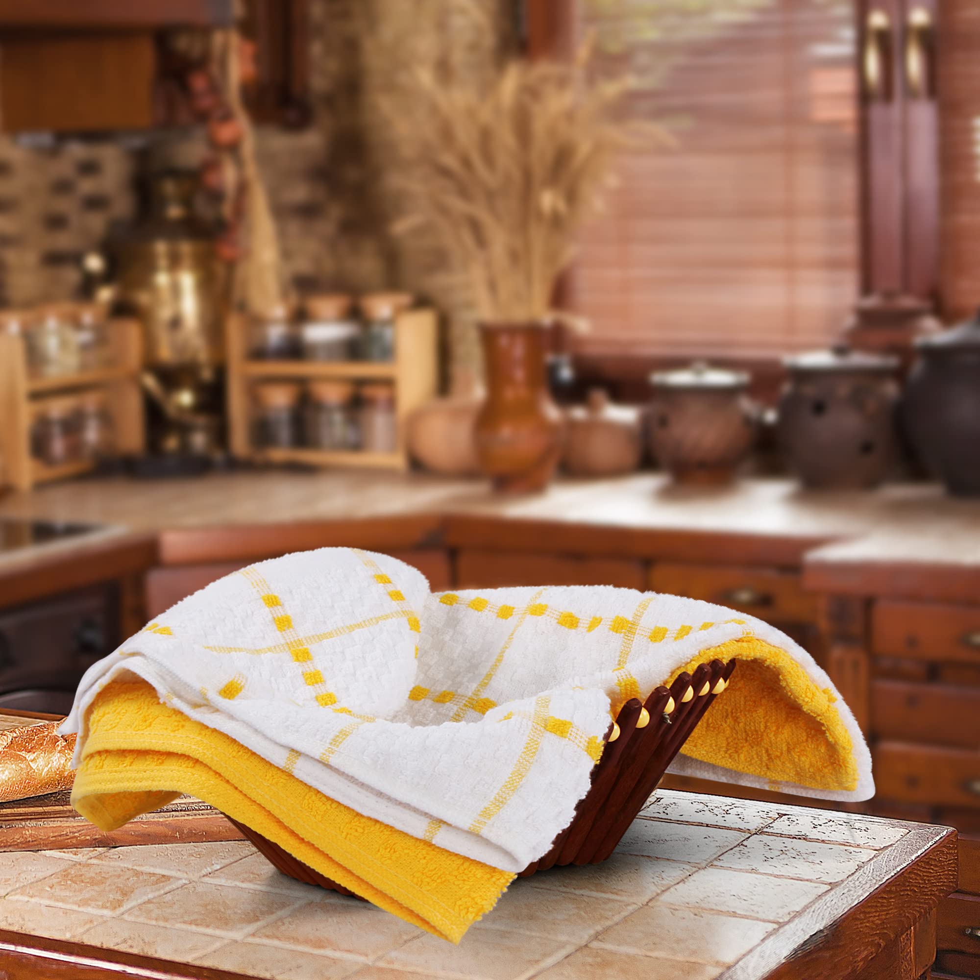 Utopia Towels Kitchen Towels [12 Pack}  15 x 25 Inches  100% Ring Spun Cotton Super Soft and Absorbent Linen Dish Towels  Tea Towels and Bar Towels Set (Yellow)