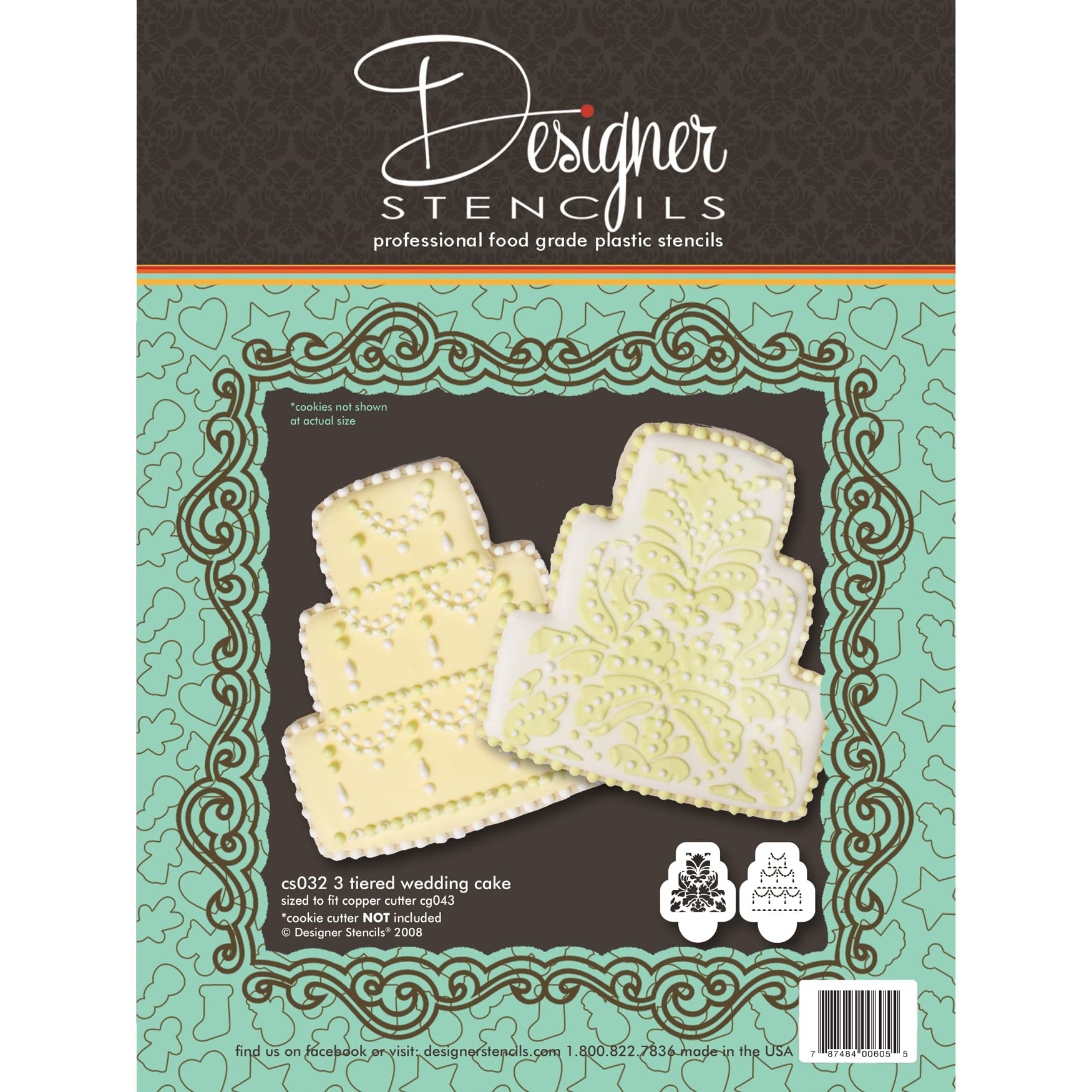 Three Tier Wedding Cake Cookie Stencil Set (No Cutter) By Designer Stencils