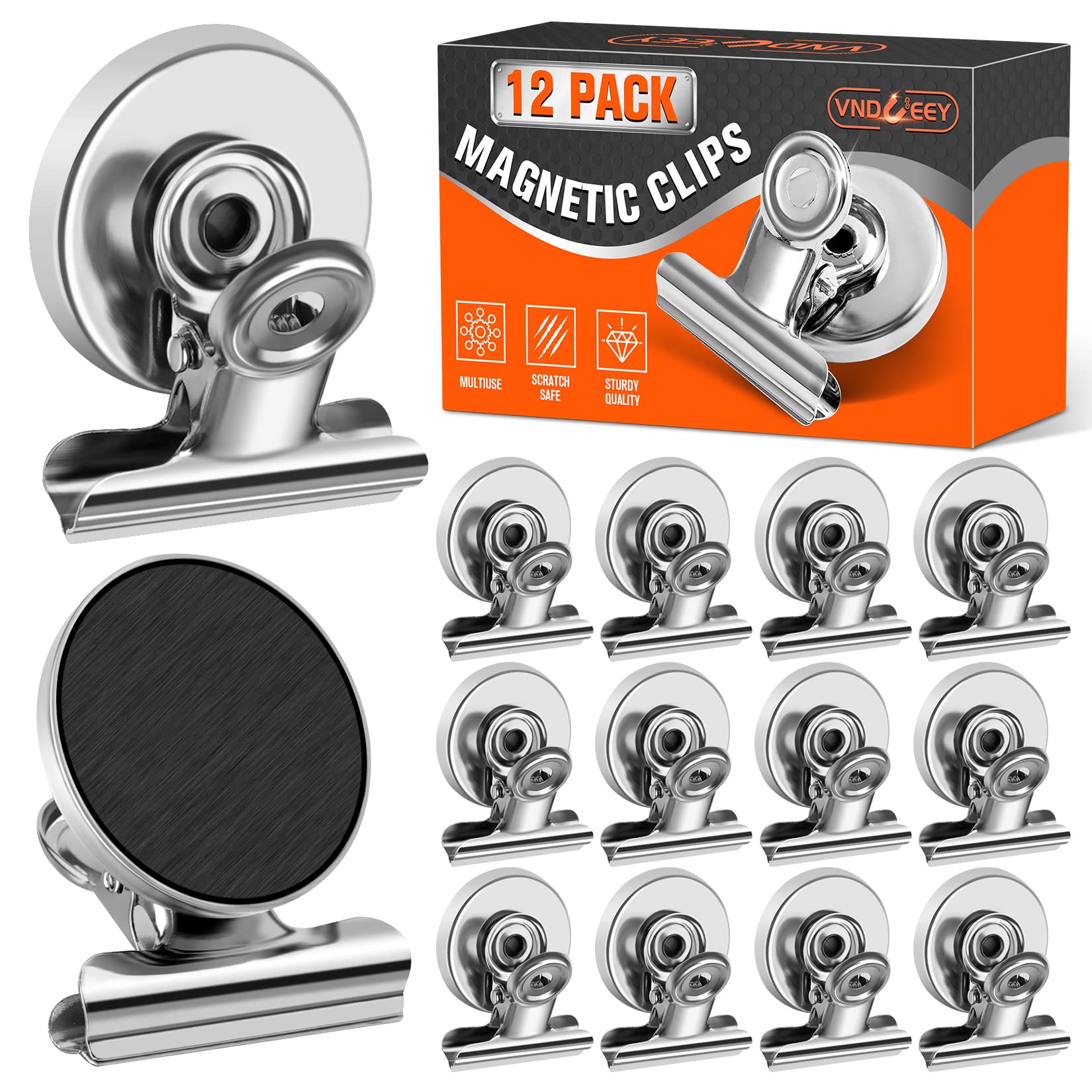 12 Pack Silver Magnetic Clips For Whiteboard Refrigerator Magnets Fridge Magnets For Fridge, Fridge Magnet For Kitchen & Office