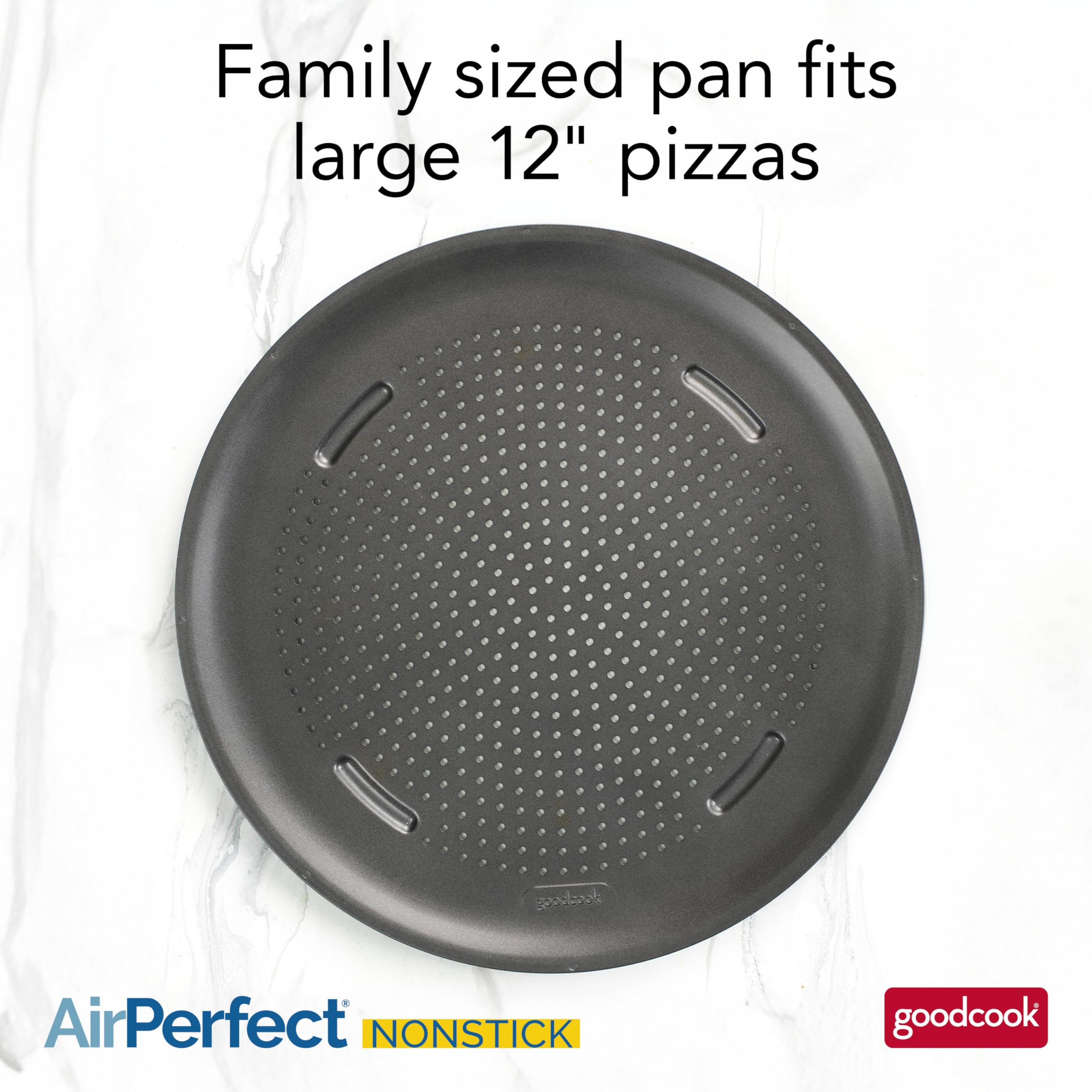 Goodcook Airperfect Nonstick 16    Pizza Pan - Pizza Tray For Oven, Perforated Round Pizza Pan, Carbon Steel Baking Pan, Homemad