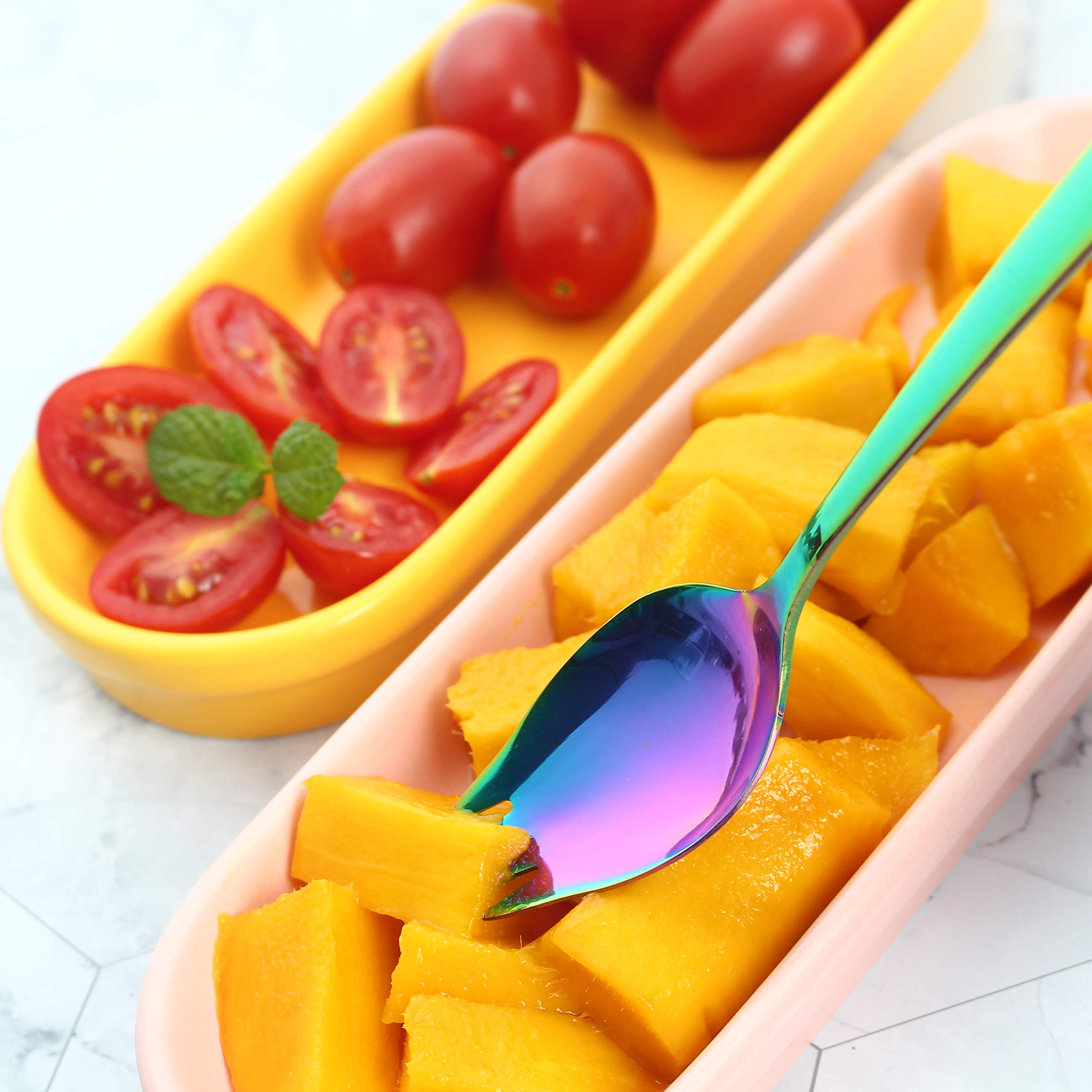 Jucoxo Sporks 4 Pack Stainless Steel Sporks 5.9 Inch Spork Spoon For Ice Cream Spoon Salad Forks, Fruit Appetizer Dessert Spoons