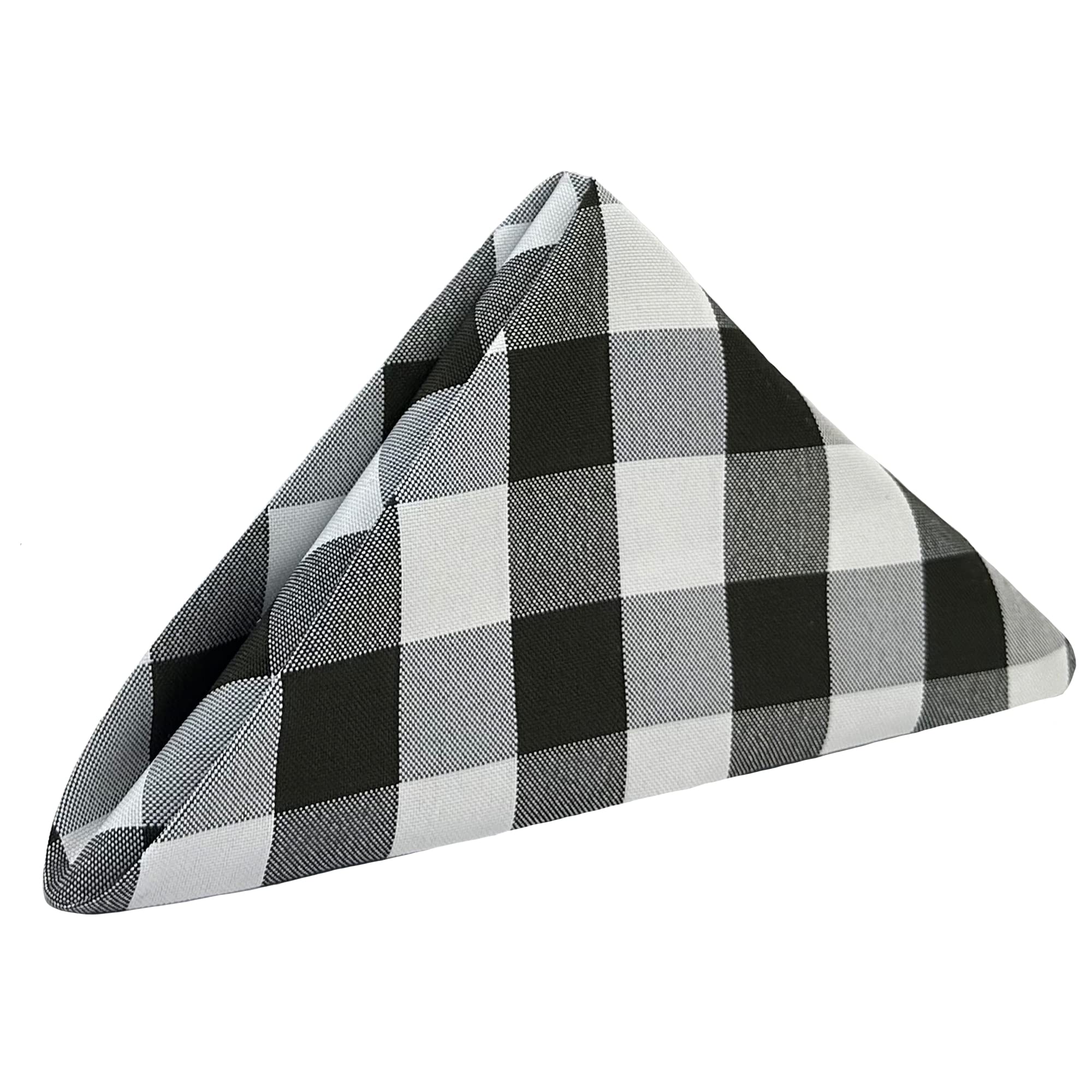 Your Chair Covers - 20 Inch Square Premium Polyester Cloth Napkins 10 Pack - Checkered Black, Oversized, Gingham Checkered Blue