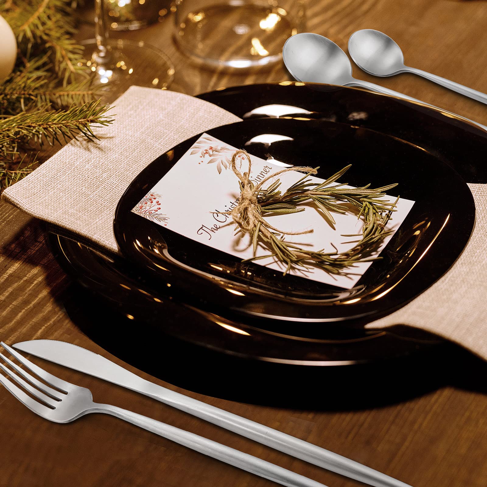 Silverware Set For 8  IBIILII JEFF 40-Piece Flatware Set Stainless Steel Kitchen Utensil Set  Tableware Cutlery Set  Service for 8  Satin Finished Polished & Dishwasher Safe