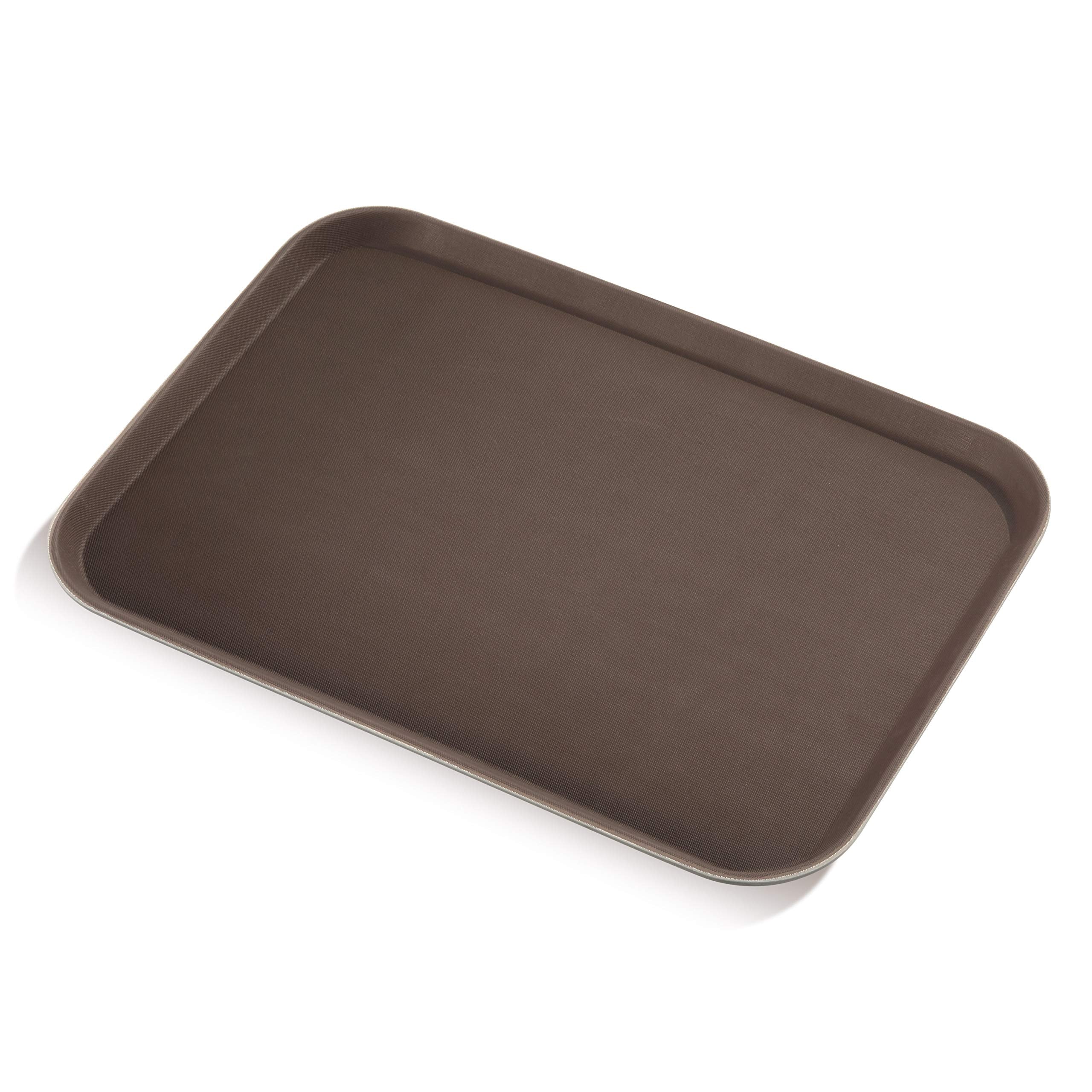 New Star Foodservice 25309 Restaurant Grade Non-Slip Tray, Plastic, Rubber Lined, Rectangular, 16-Inch X 22-Inch (Large), Brown