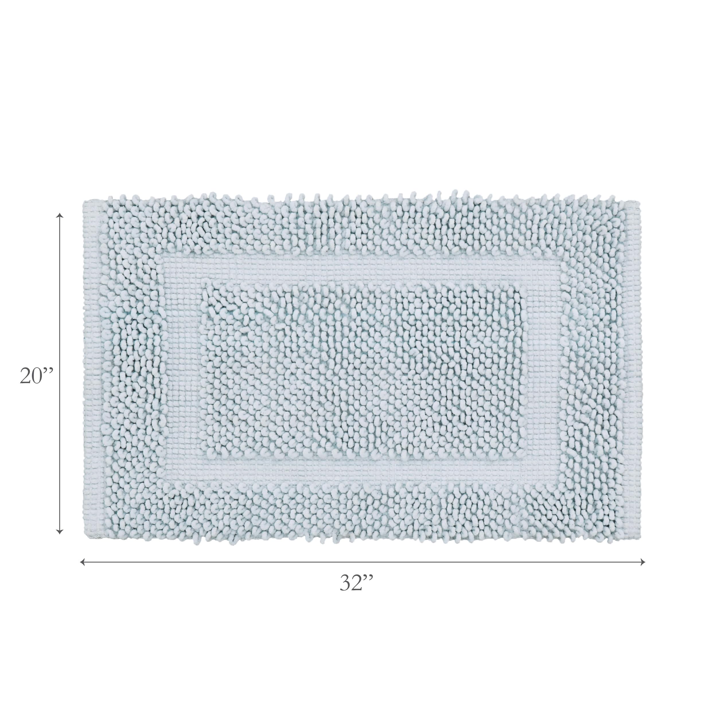 Jean Pierre New York 100% Chenille Cotton Skid Resistant Plush Bath Mat - 20''X32'' Bathroom Rug - Light Blue