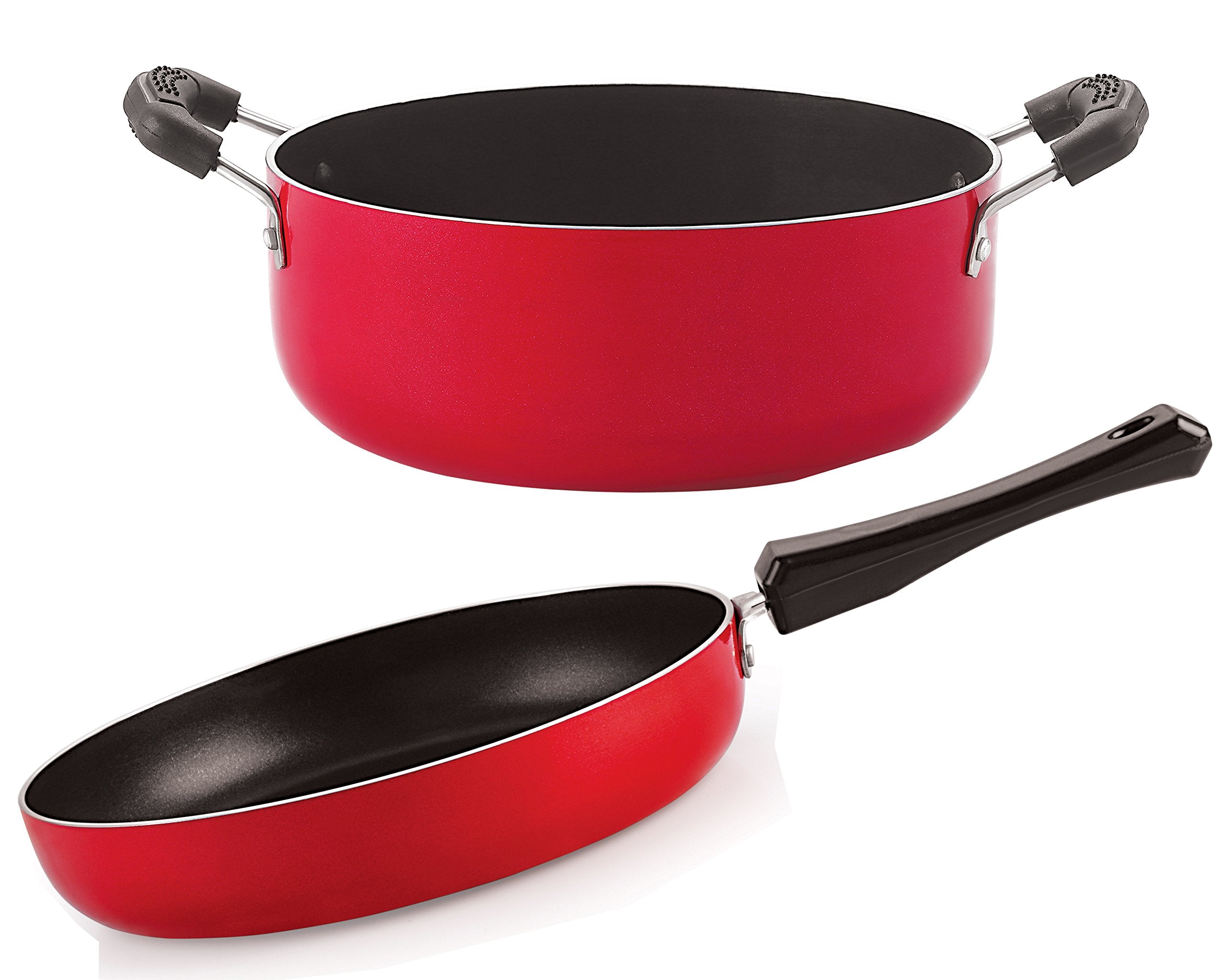 Nirlon NonStick Alumnium NonStick Coating Frying Pan And Casserole Cookware Set