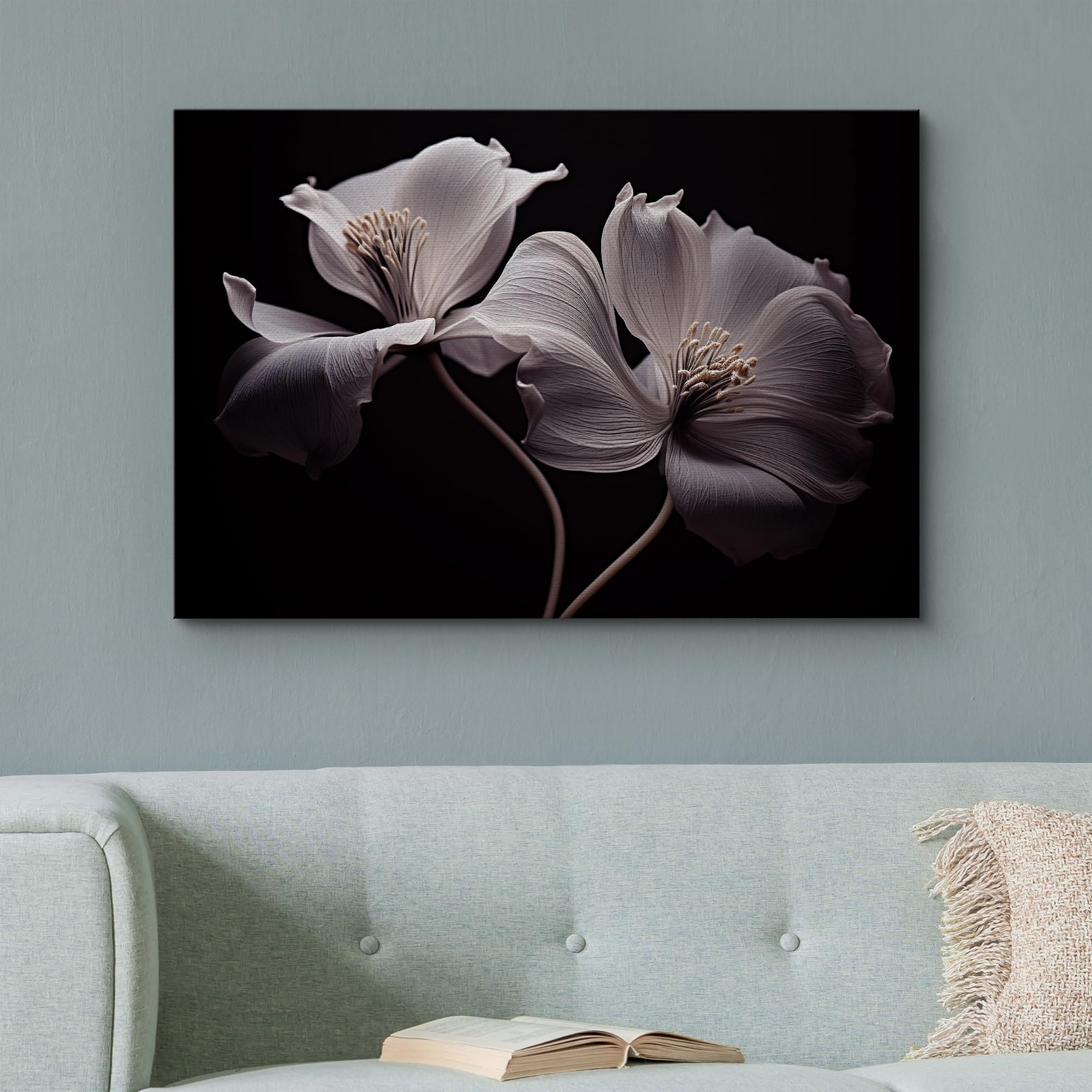 Wall26 Canvas Print Wall Art White Clematis Flower Closeup Nature Wilderness Photography Realism Modern Art Decorative Country M