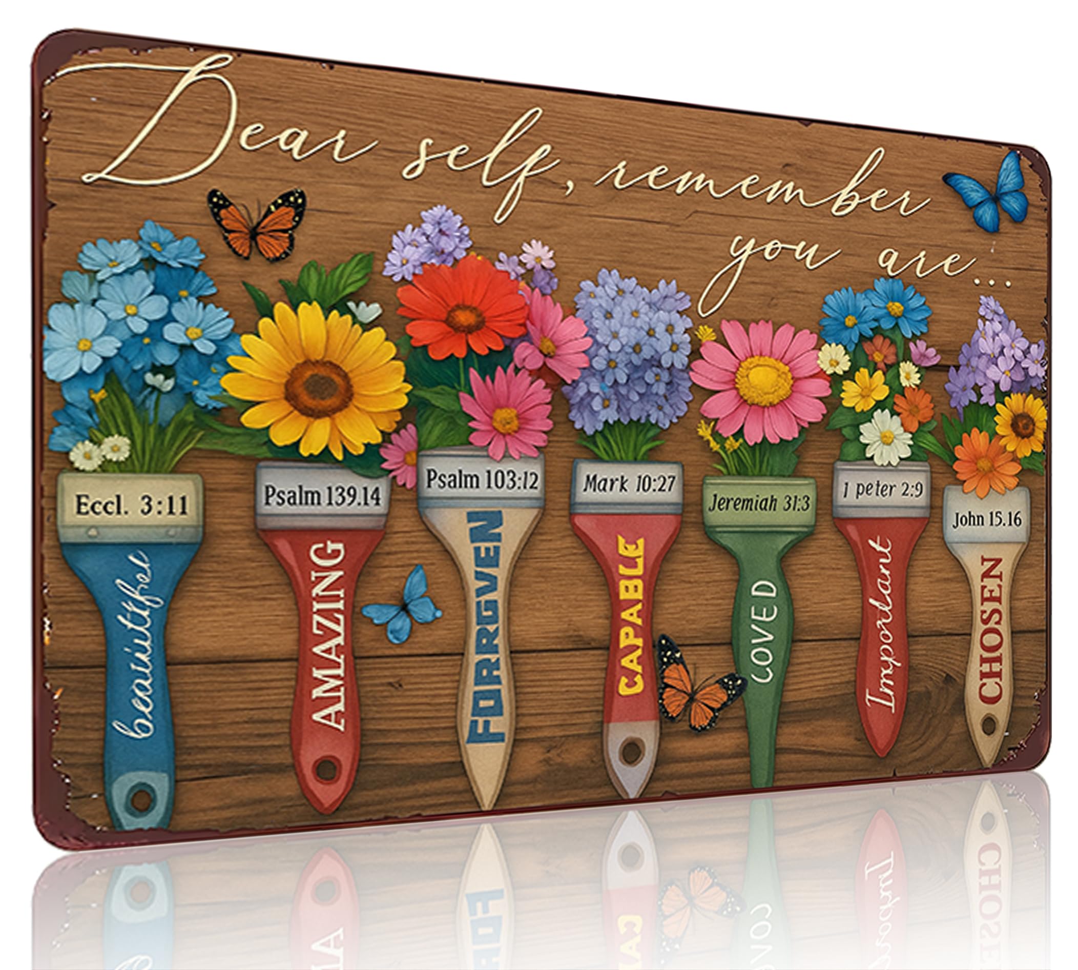 Funnysign Christian Bible Verse Gifts Garden Flowers Sign Dear Self Remember You Are Amazing Tin Sign for Home Garden Kitchen Pa