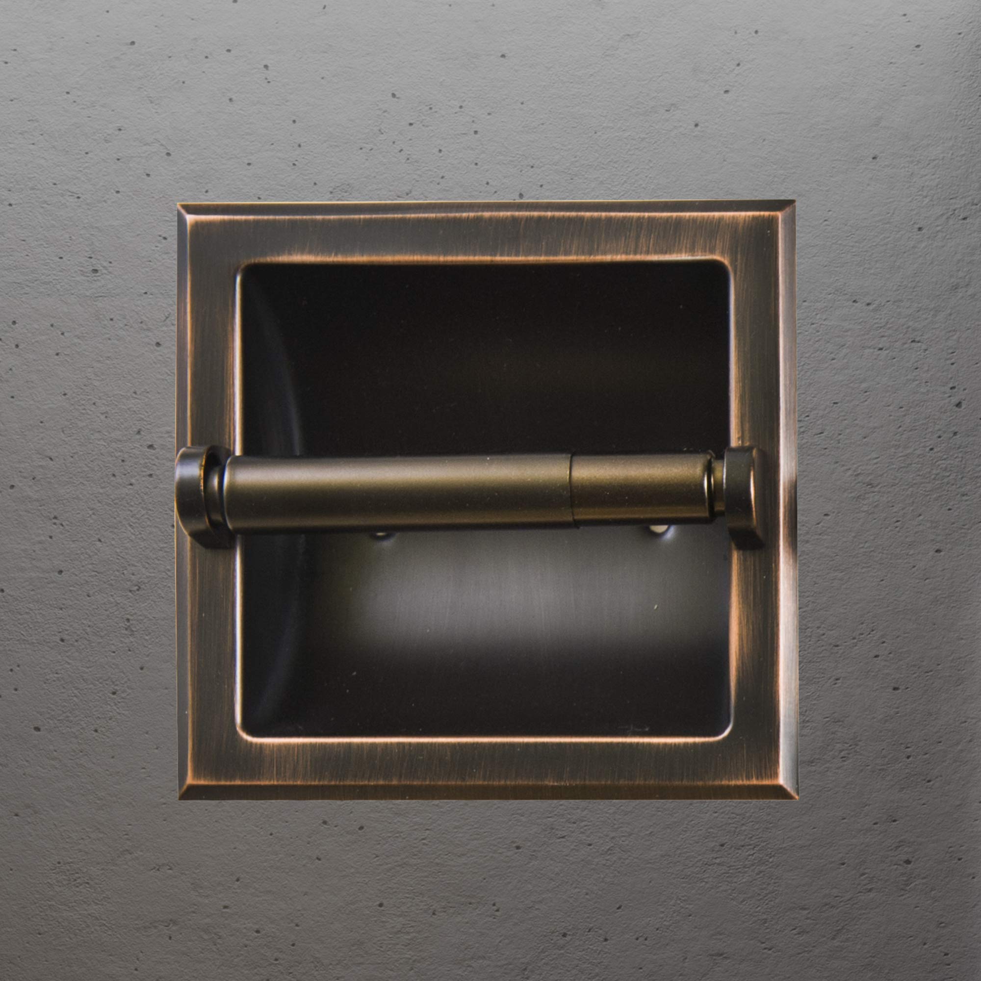 SENTO Recessed Oil Rubbed Bronze Toilet Paper Holder  Wall Mounted Heavy Duty Metal Toilet Paper Roll Holder with Rear Mounting Bracket  in Wall  Easy Installation  Oil-Rubbed Bronze