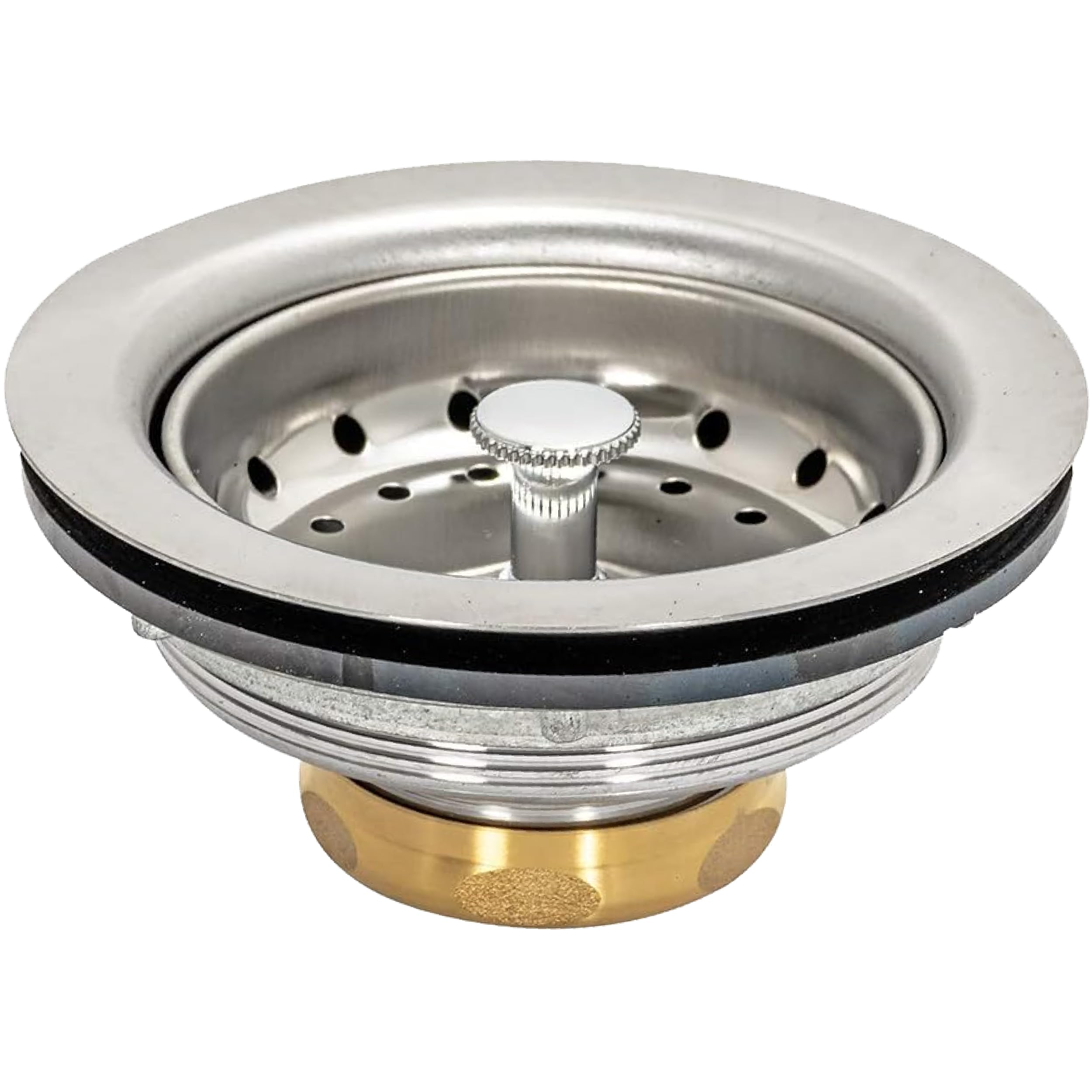 EZ-FLO Kitchen Sink Strainer with Flange and Brass Slip-Joint Nut  Stainless Steel Fixed-Post Basket with 3-1/2 Inch to 4 Inch Opening  30003