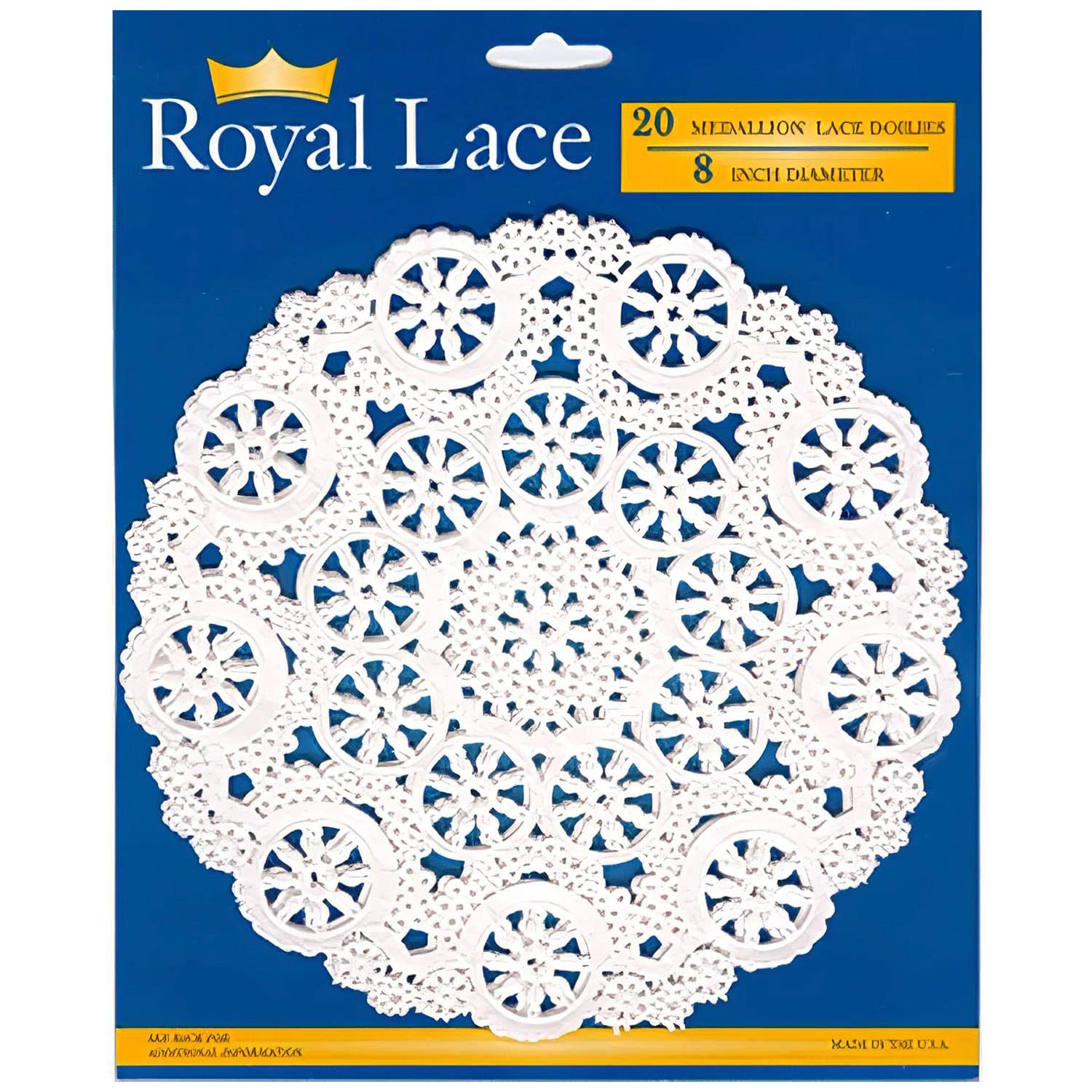 Royal Consumer Medallion Lace Round Paper Doilies, 8-Inch, Pack Of 20 (B23004), White