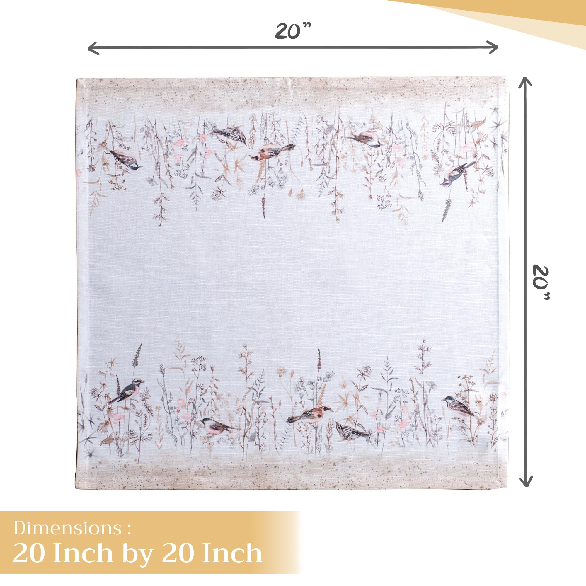 Maison d' Hermine Napkins 100% Cotton Decorative Set of 4 Cloth Napkin Washable Dinner Napkins for Gifts  Holiday  Wedding & Dining  Meadow Florals - Brown - Spring/Summer (20?x20?)