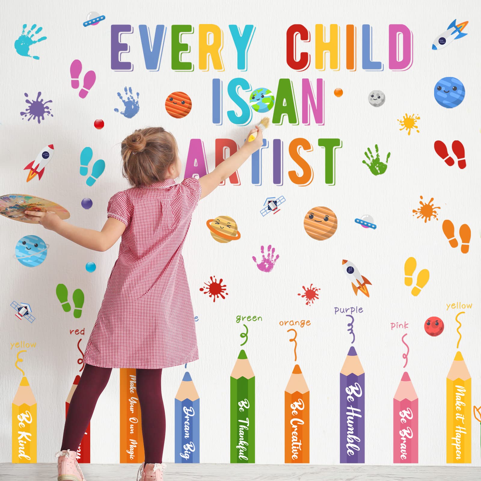 Kids Wall Decals Classroom Decals Colorful Inspirational Wall Decals Daycare Decals Playroom Wall Decor Motivational Wall Decals Positive Saying Sticker Splatter Wall Sticker (Every Child)