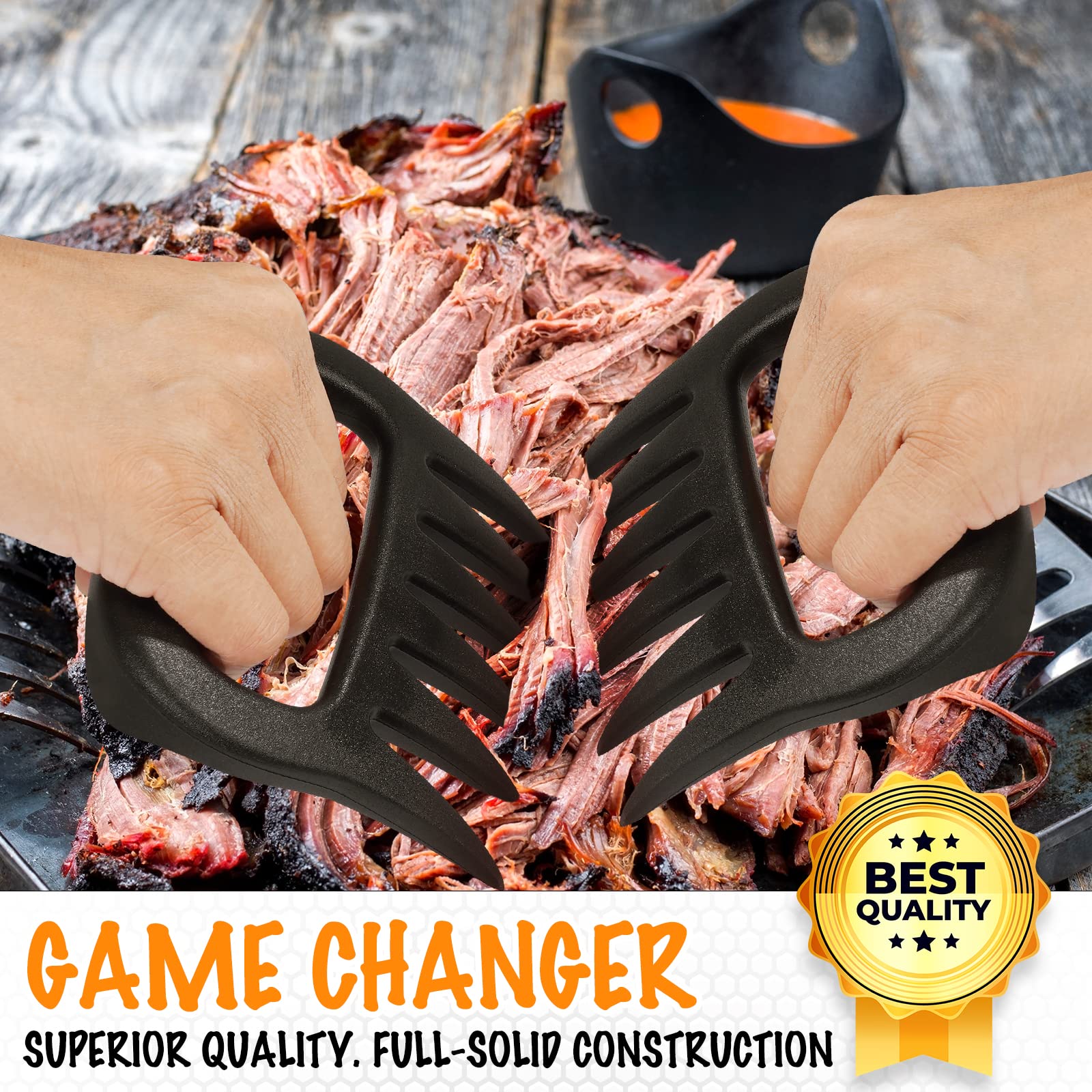 Meat Claws for Shredding  Solid Heavy Duty Meat Shredder Tool Bear Claws - Funny Stocking Stuffers for Men Dad- Smoker Grill Accessories for BBQ Gifts for Men - One Pair