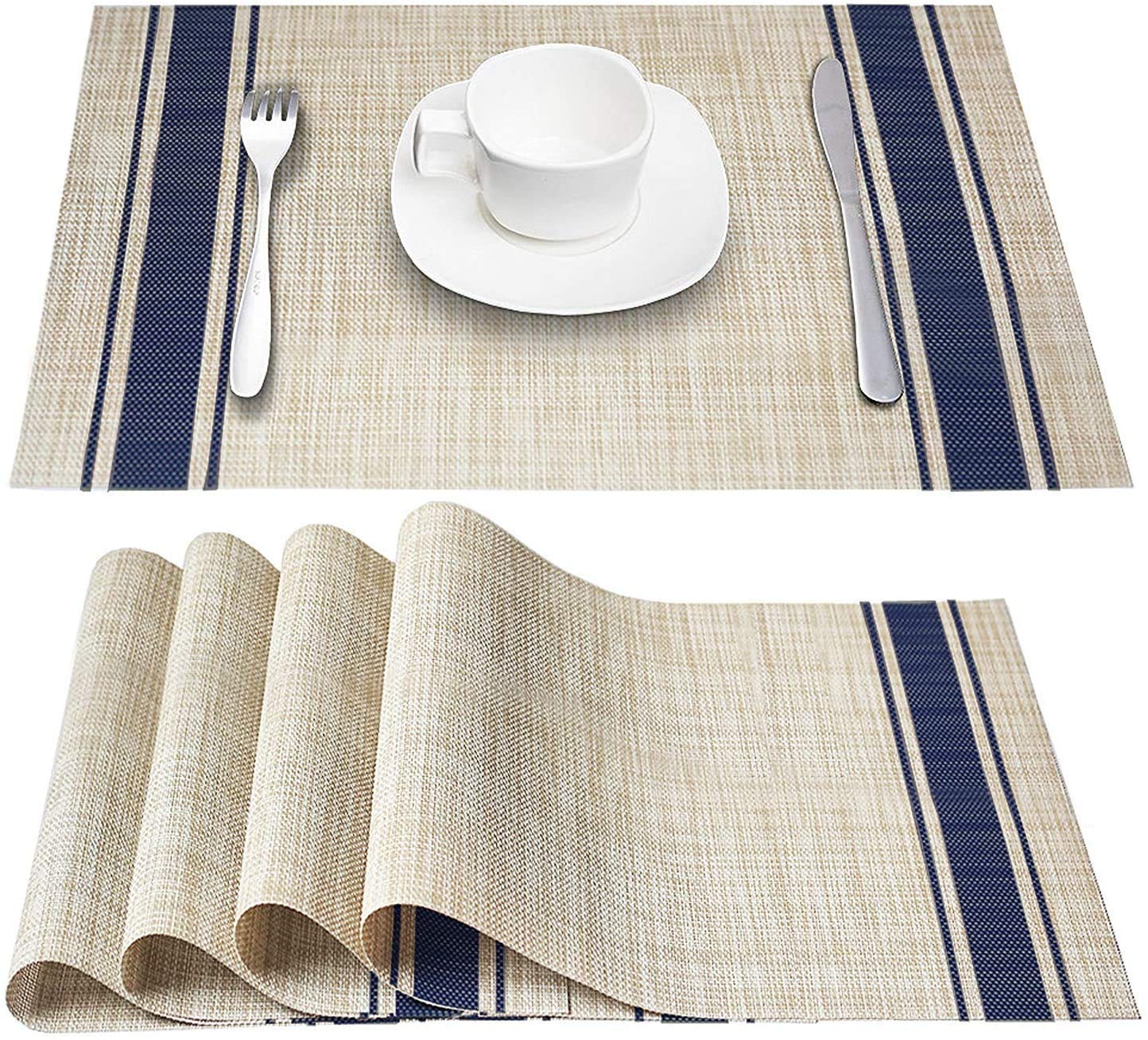 Mforall Table Place Mate HeatResistant Placemats Stain Resistant AntiSkid Washable PVC Table Mats Woven Vinyl Placemats 45x30