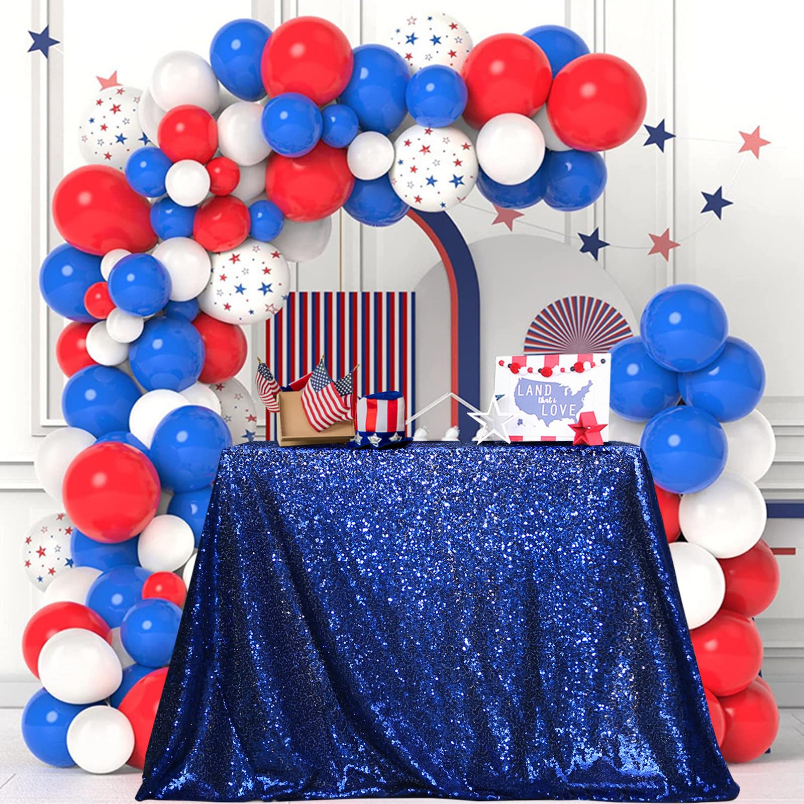 PartyDelight Sequin Tablecloth 50x80Inch Navy Blue Rectangle Table Cloth Glitter for Party Baby Shower Christmas Decorations