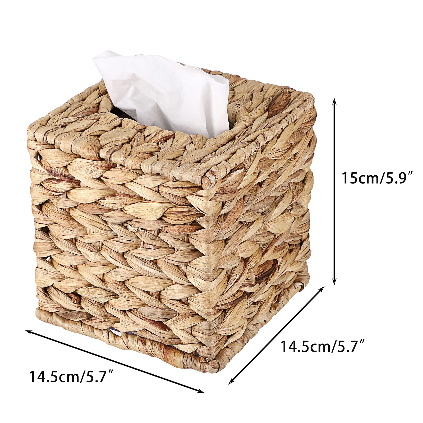 Sumnacon Tissue Box Cover Water Hyacinth Tissue Box Sqaure Tissue Holder Woven Tissue Cover Wicker Cube Tissue Box Holder For Ba