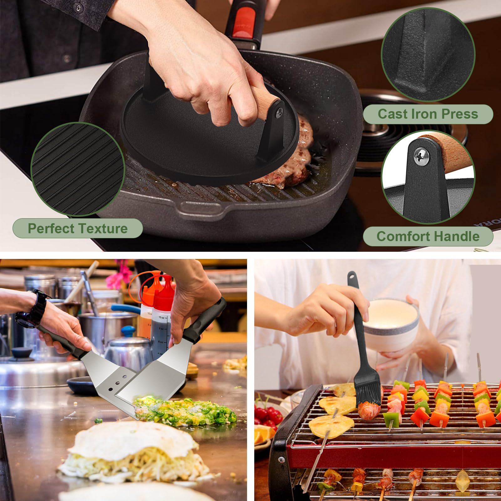 Griddle Accessories Set of 30  Flat Top Grill Accessories Set for Blackstone and Camp Chef  Grill Spatula Set with Enlarged Spatulas  Basting Cover  Scraper for Outdoor BBQ