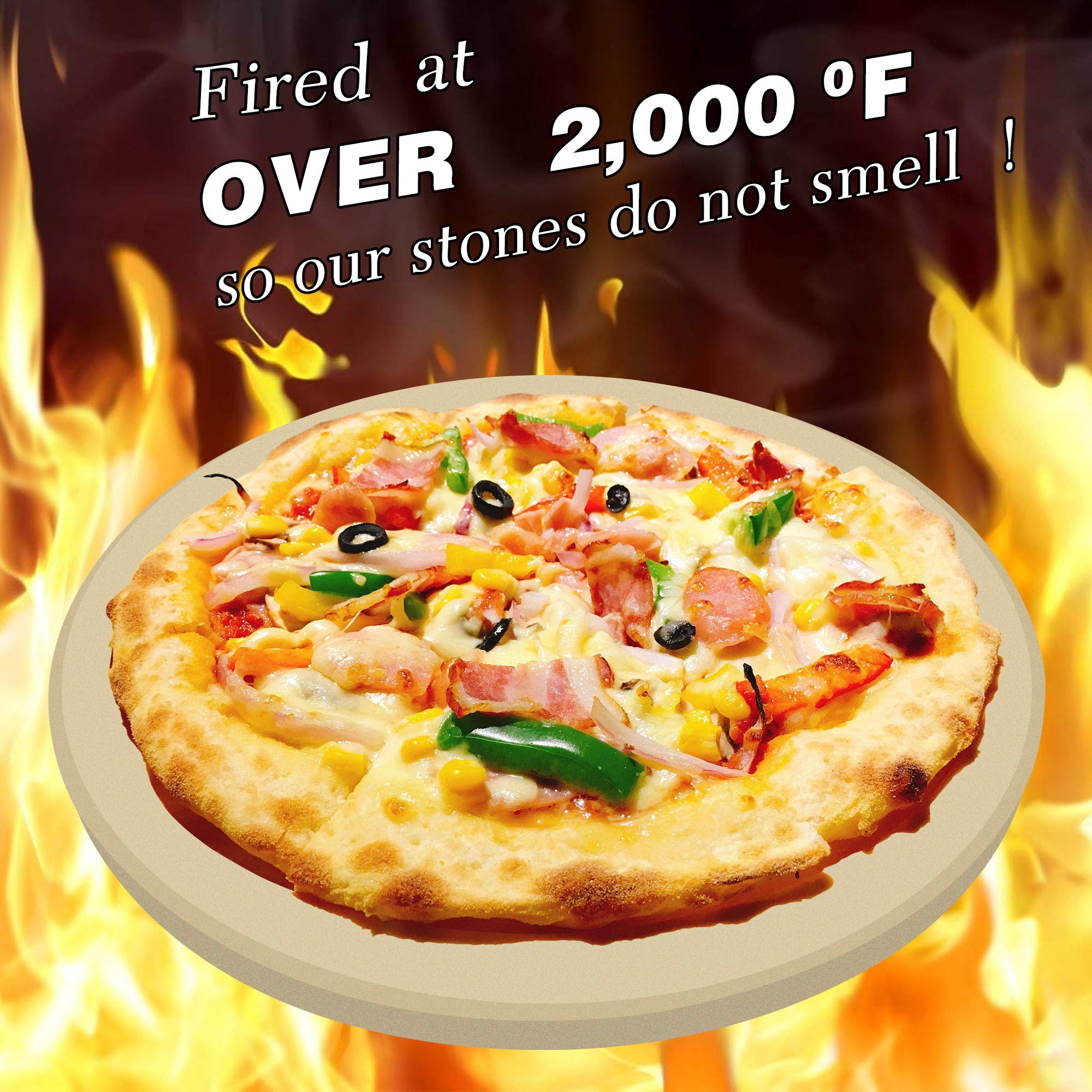 Vikeyhome Round Pizza Stone, Heavy Duty Cordierite Pizza Grilling Stone, Baking Stone, Pizza Pan, Perfect For Oven, Bbq And Gril