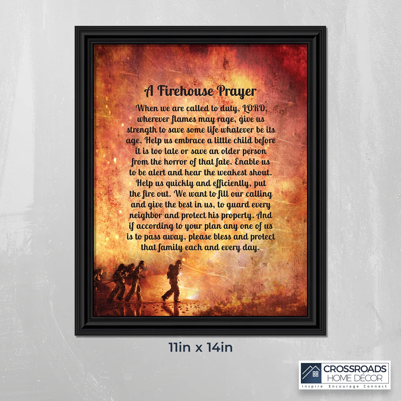 Crossroads Home D  Cor Firemans Prayer Picture Frame, Firefighter Decor, Firefighter Graduation Present, 2107B