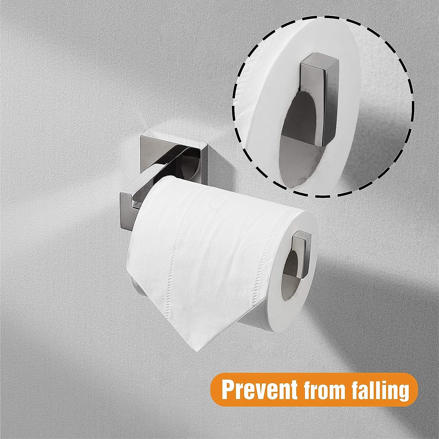 HITSLAM Chrome Toilet Paper Holder Wall Mount Square Silver 304 Stainless Steel Toilet Paper Roll Holder for Bathroom Rustproof